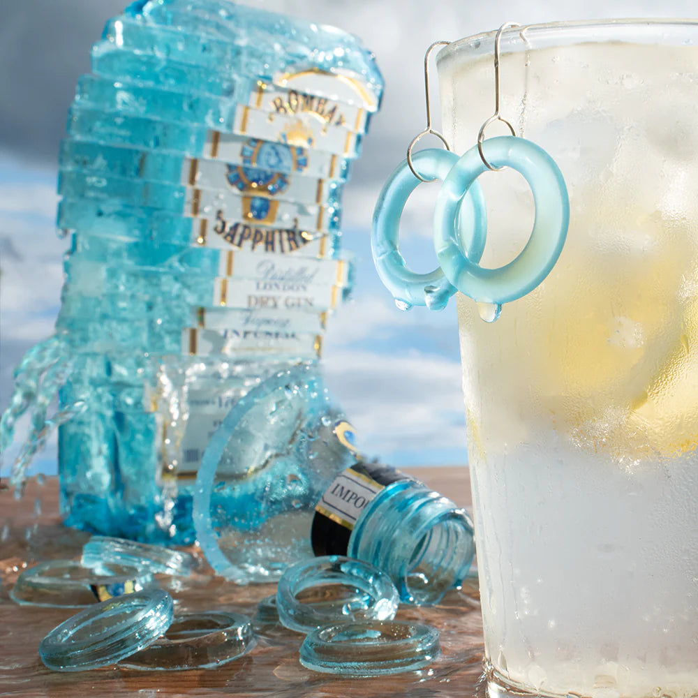 Glass Hoop earrings - Dark Blue