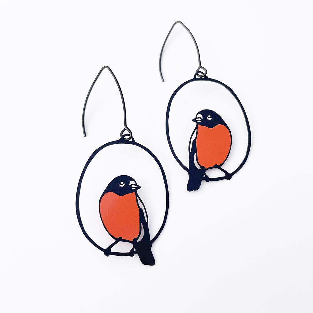 Midi Flame Robin Earrings in Orange / Black
