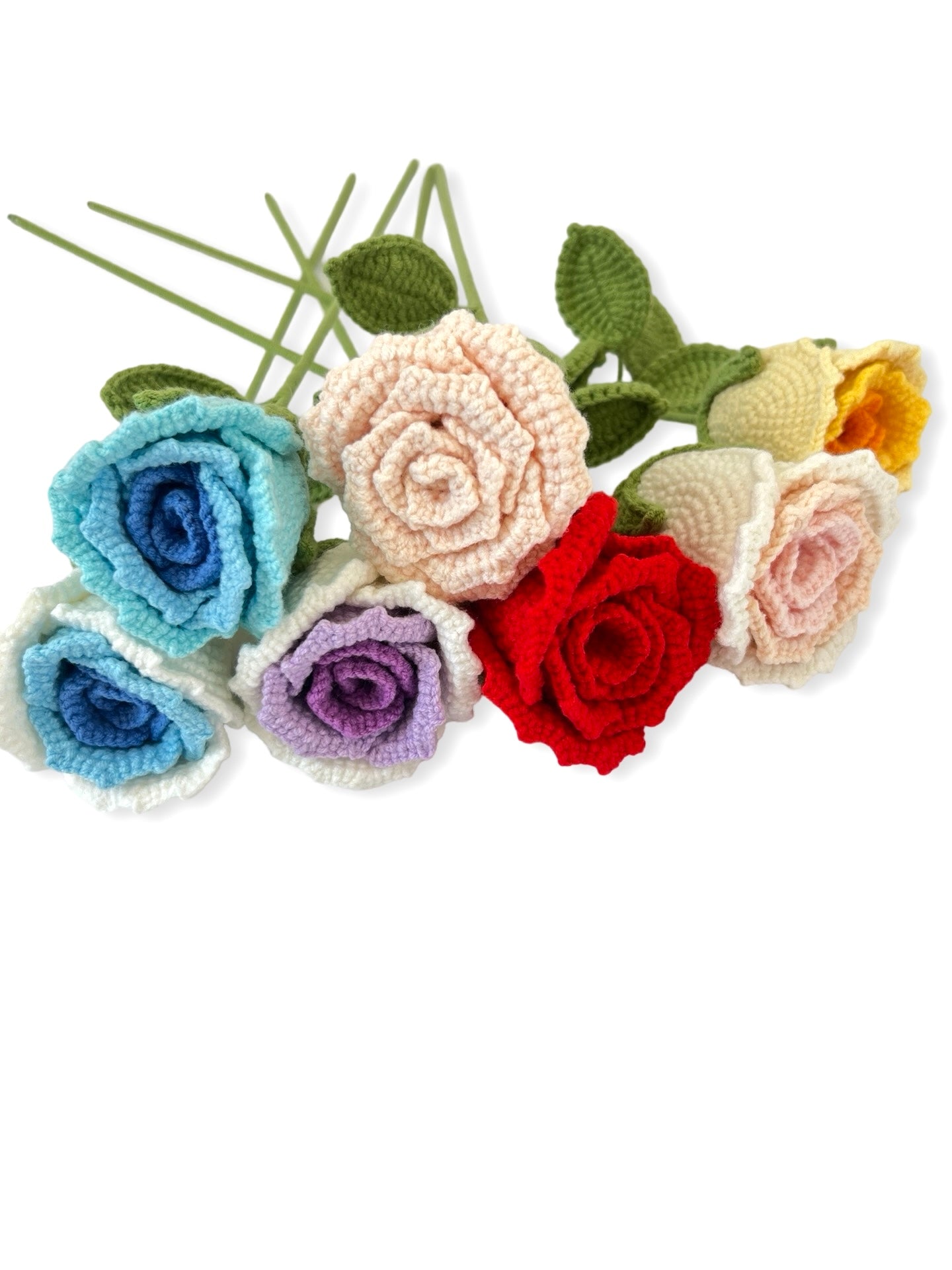 Crocheted Rose - White & Blue