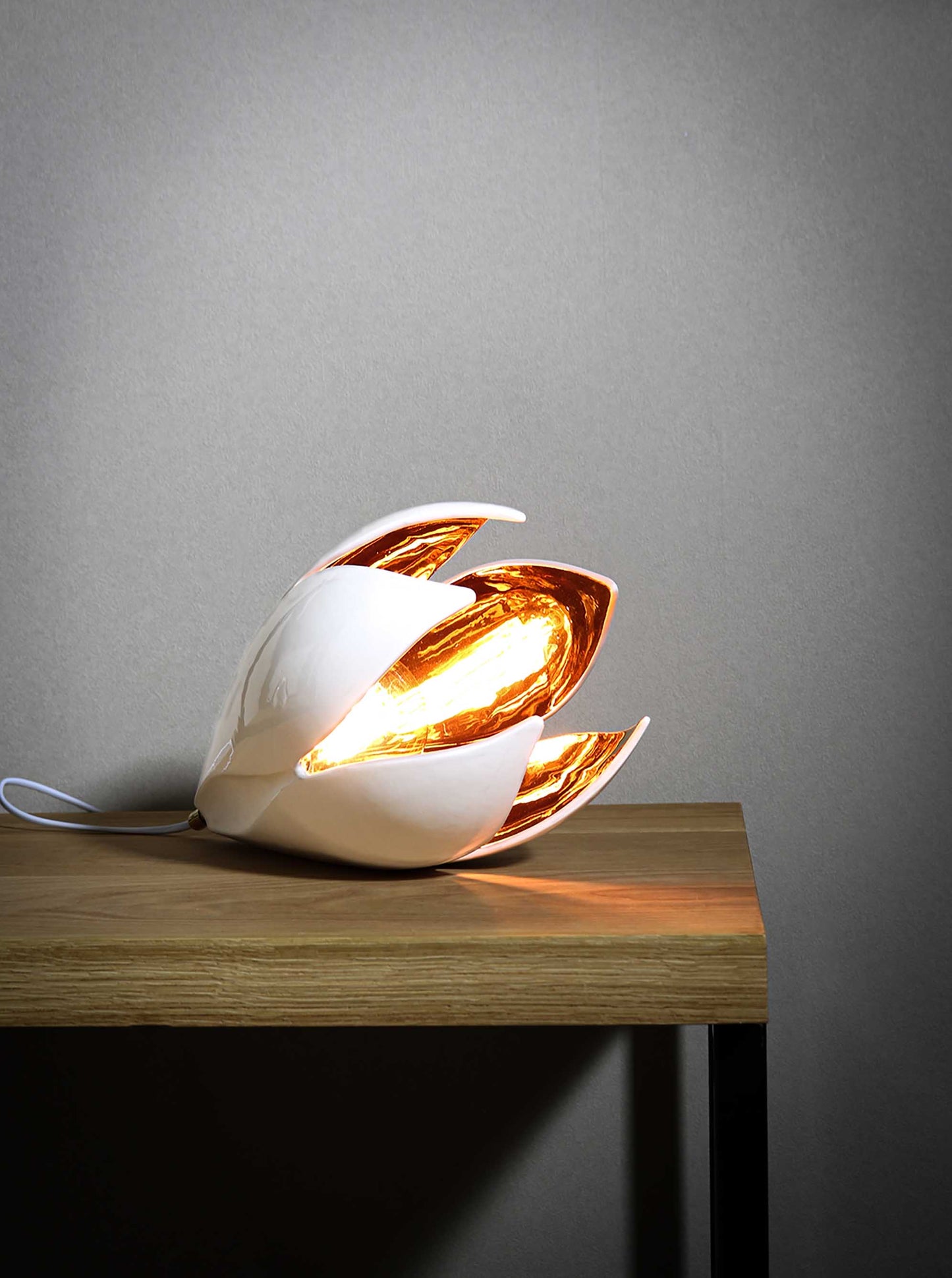 Drop Light - White with Copper Lustre