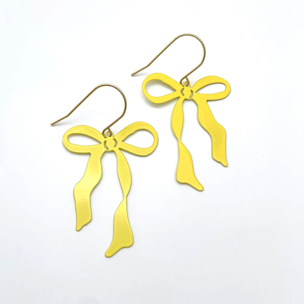 Midi Bow Earrings - Lemon Yellow