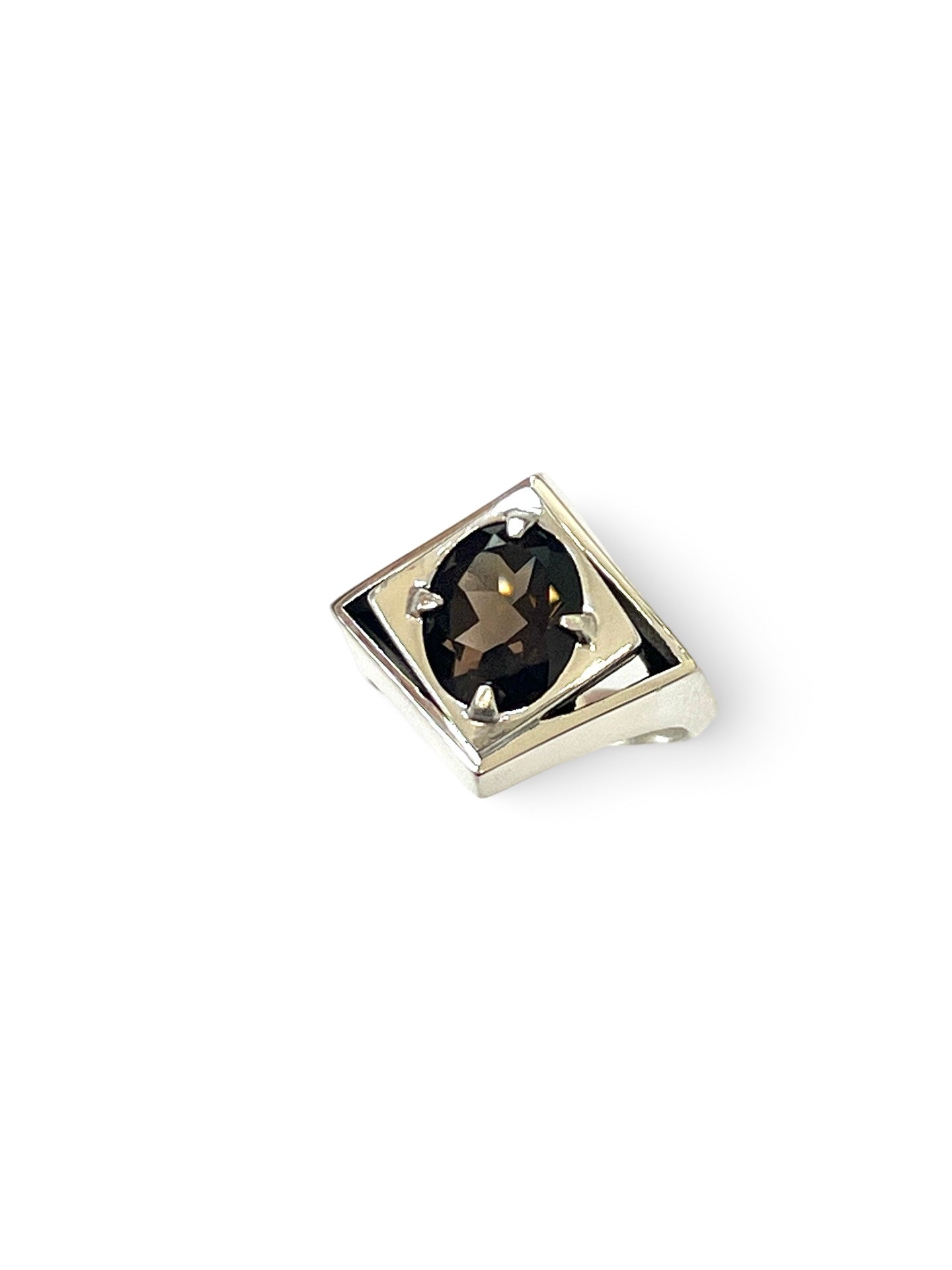 Diamond Void Cocktail Ring with Smoky Quartz, Size P 1/2