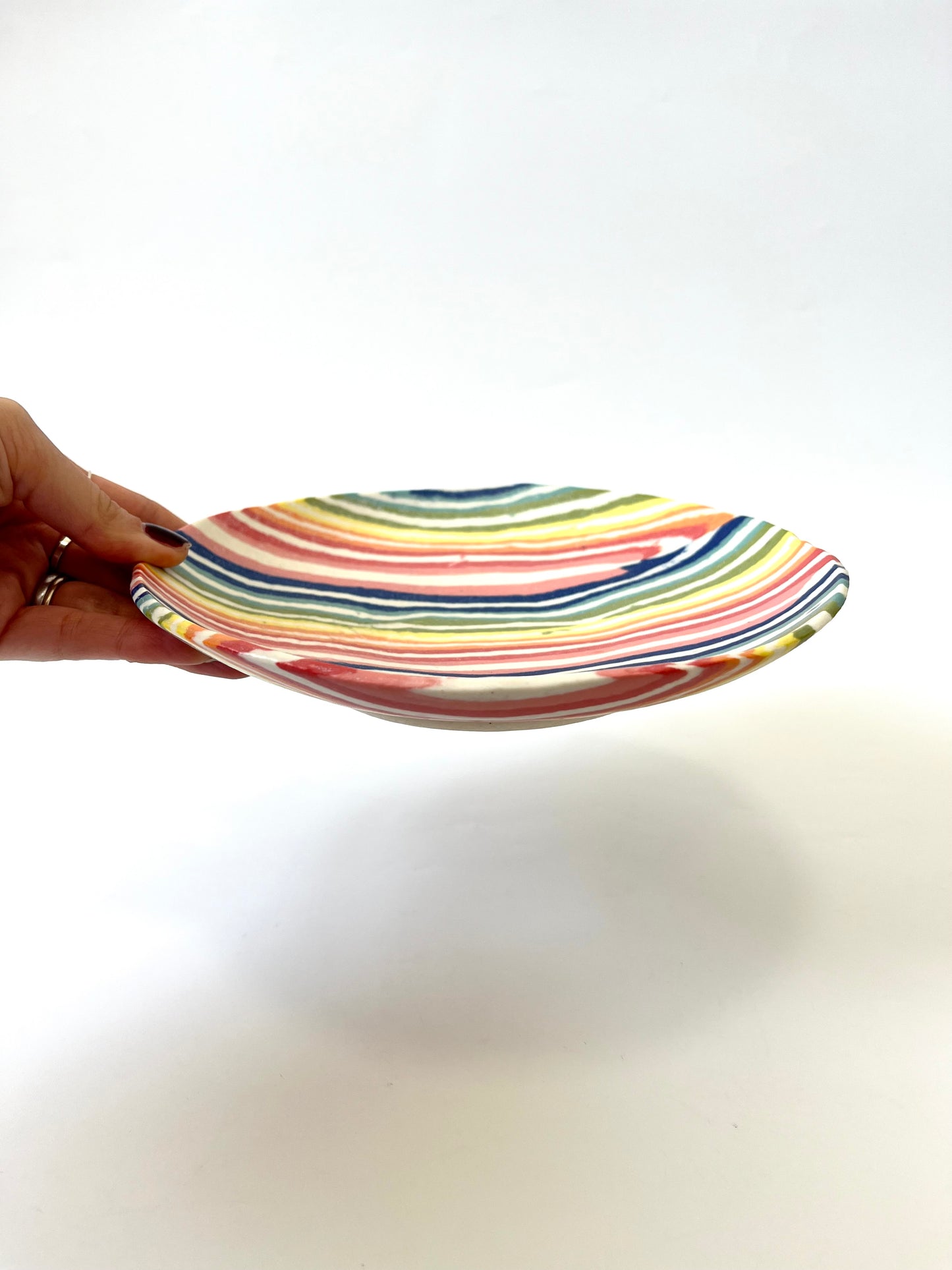 Ceramic Nerikomi Statement Dish - Rainbow Stripes