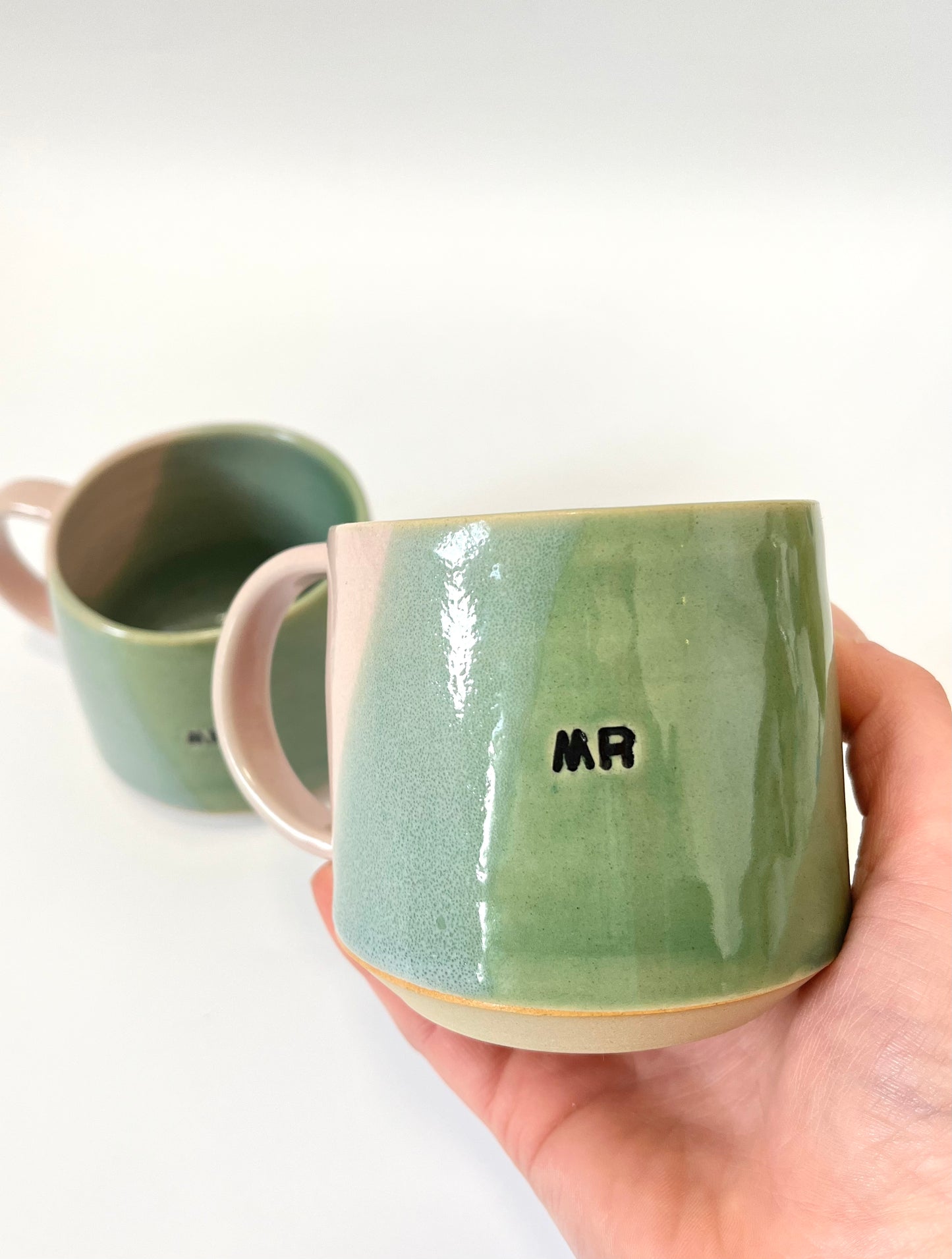 Ceramic "Mrs." Mug - Green / Blush