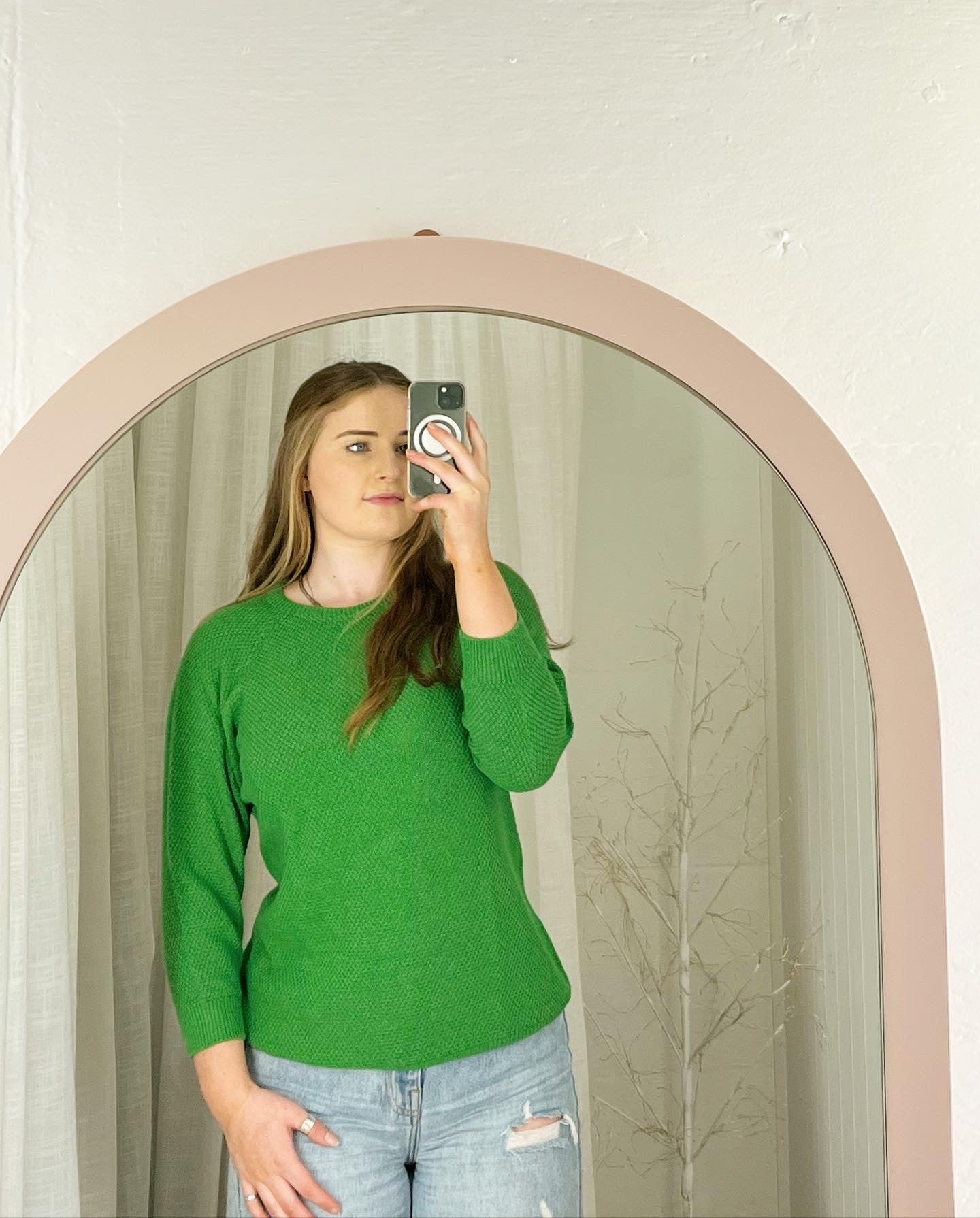 "Penny" Textured Jumper - Kelly Green