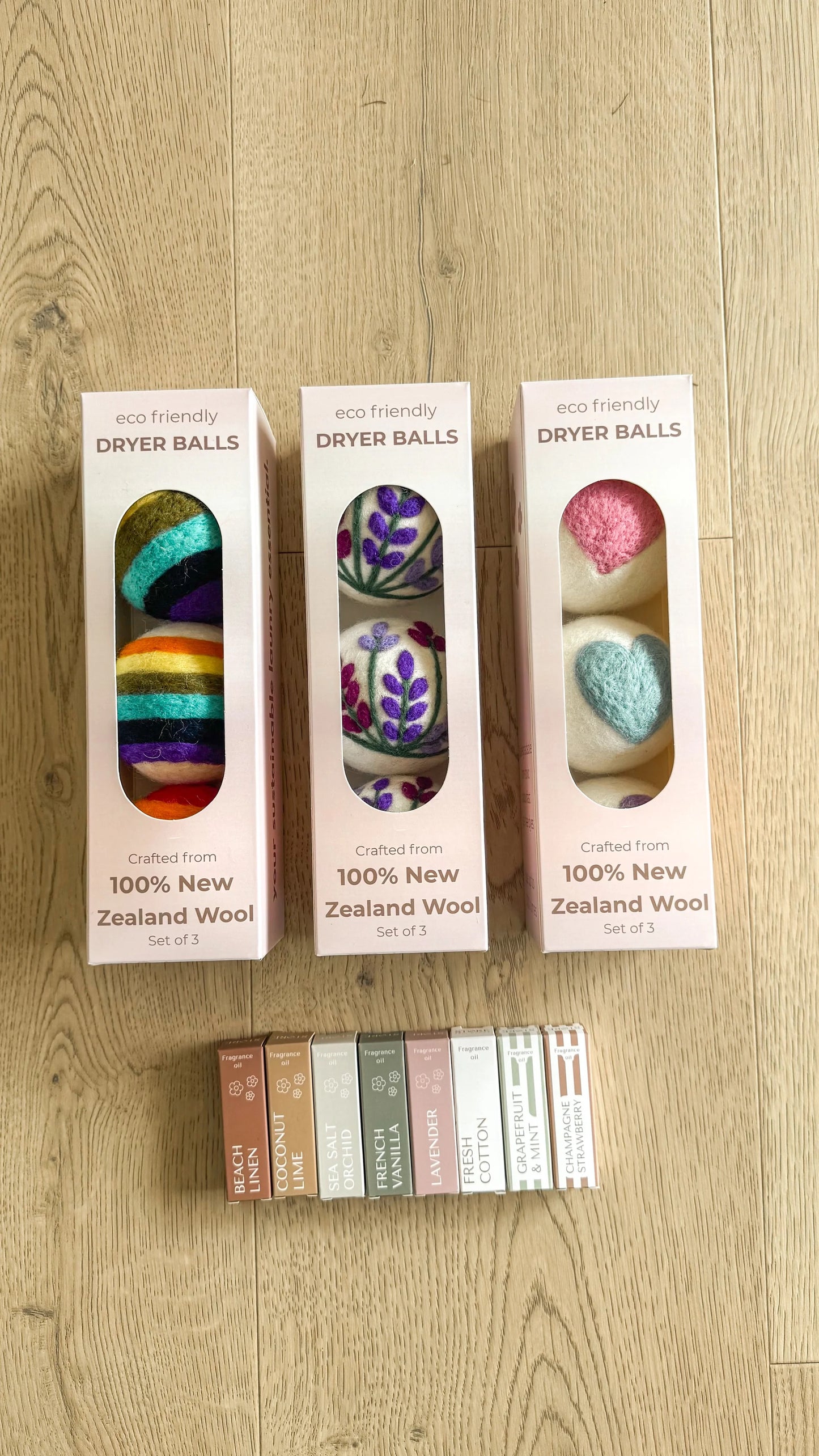 Rainbow NZ Wool Dryer Balls - set of 3