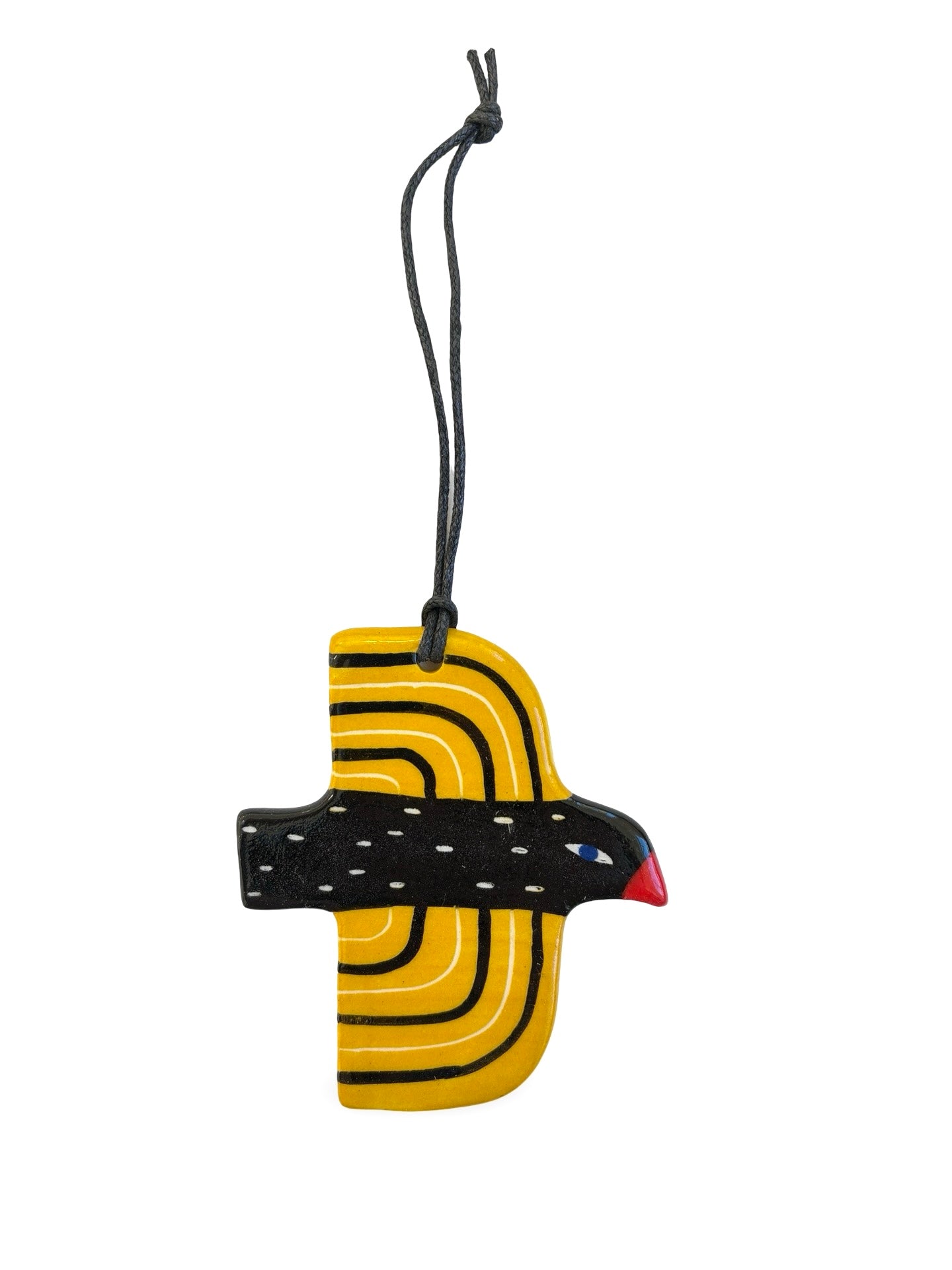 Black & Yellow Stripes Ceramic Bird Decoration by Studio Soph