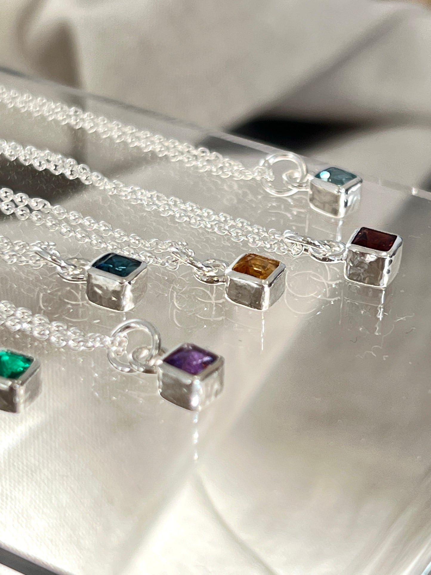 Emerald Gemstone & Silver Necklace - Green