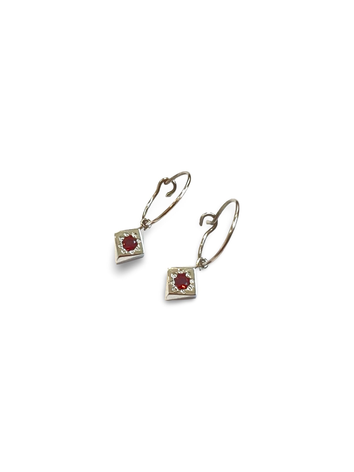 Daisy Cluster Hoop Earrings with Garnet by Holly Howe