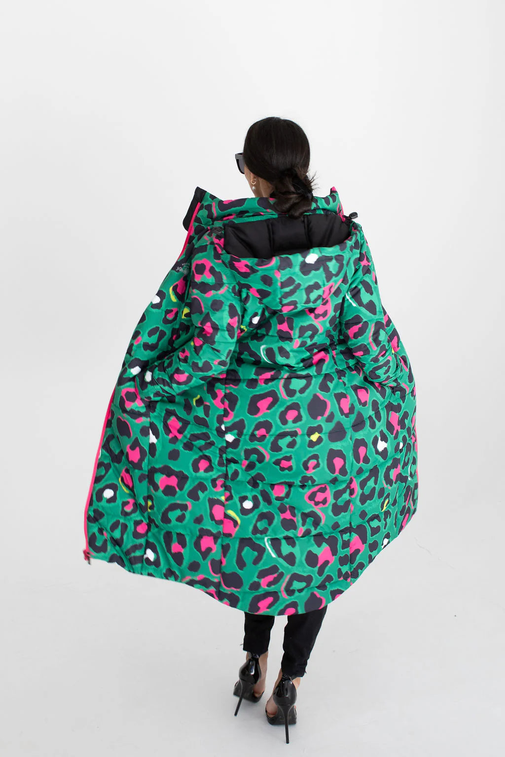 Leopard Pop Waterproof long line Puffer Jacket