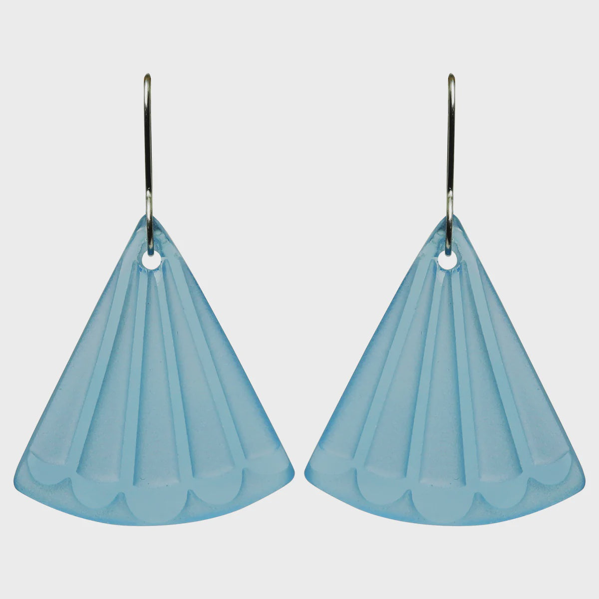 Fantail Tail Earrings - Light Blue Glass