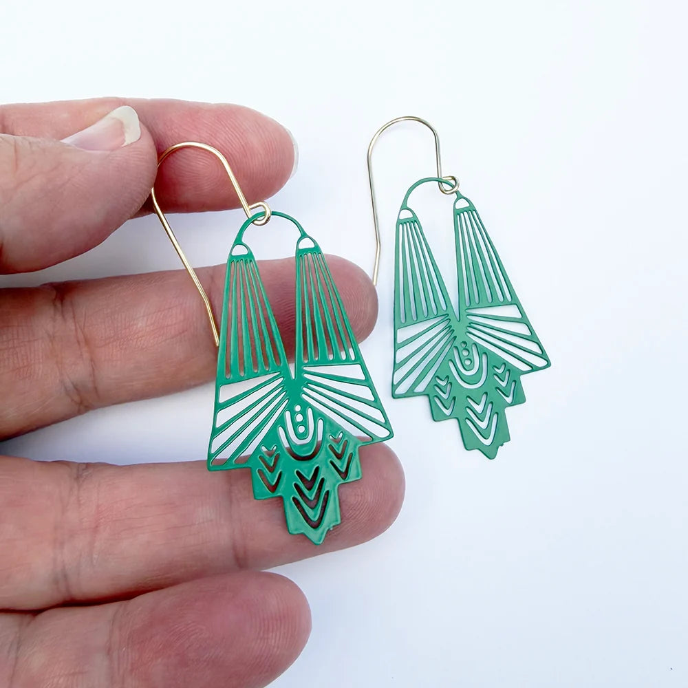 Goddess Earrings in Emerald Green