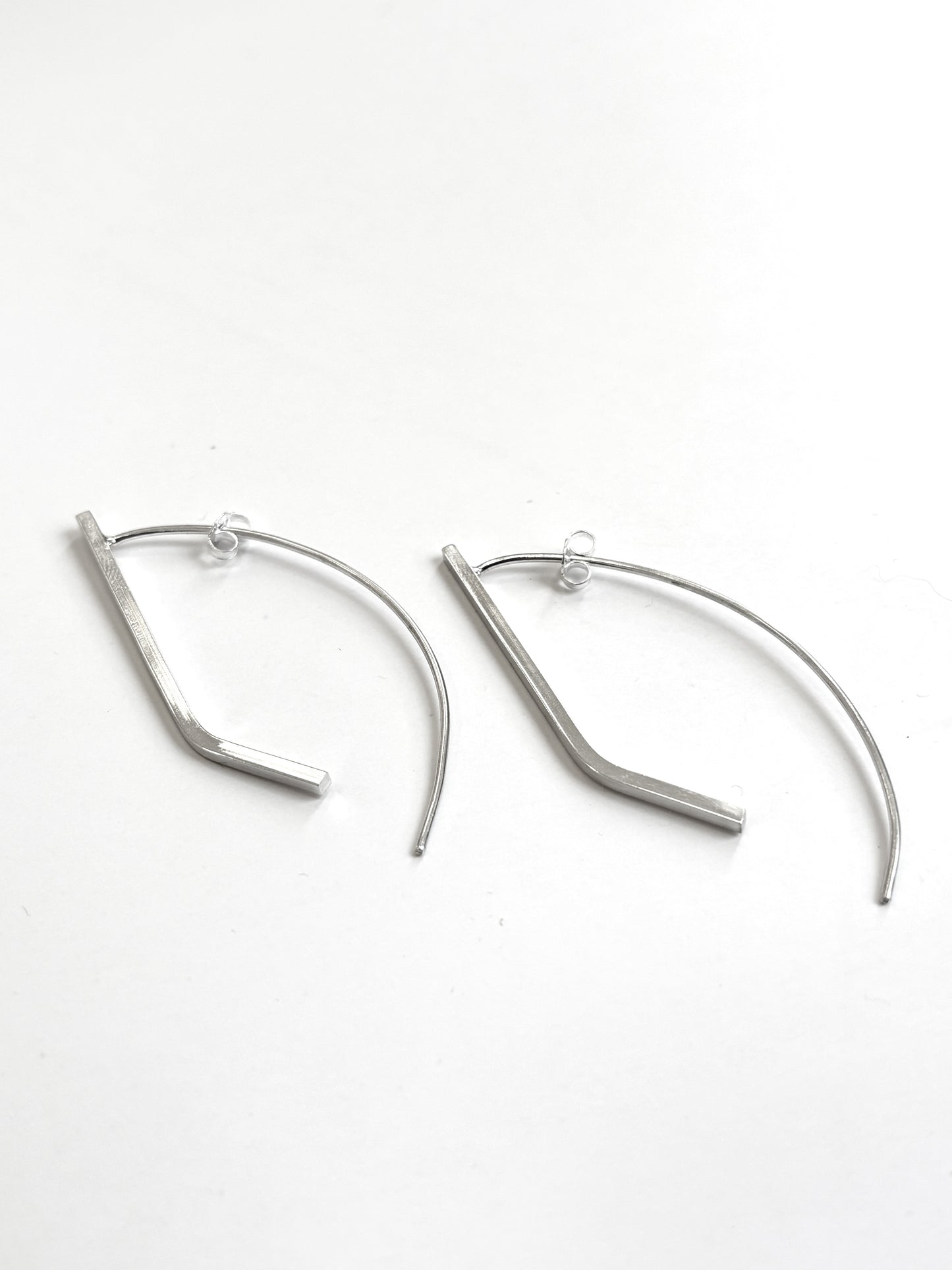 Silver Bent with Curve Earrings