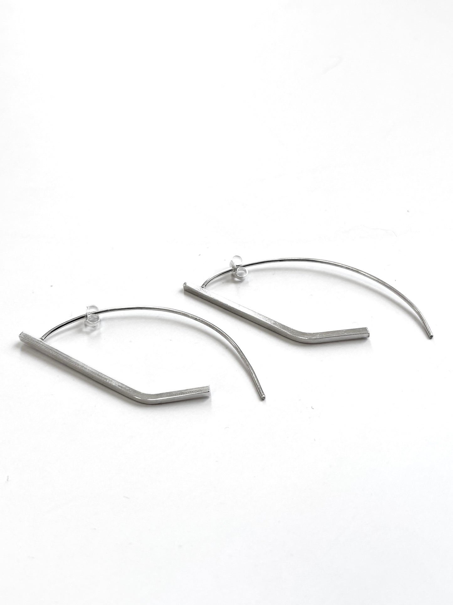 Silver Bent with Curve Earrings