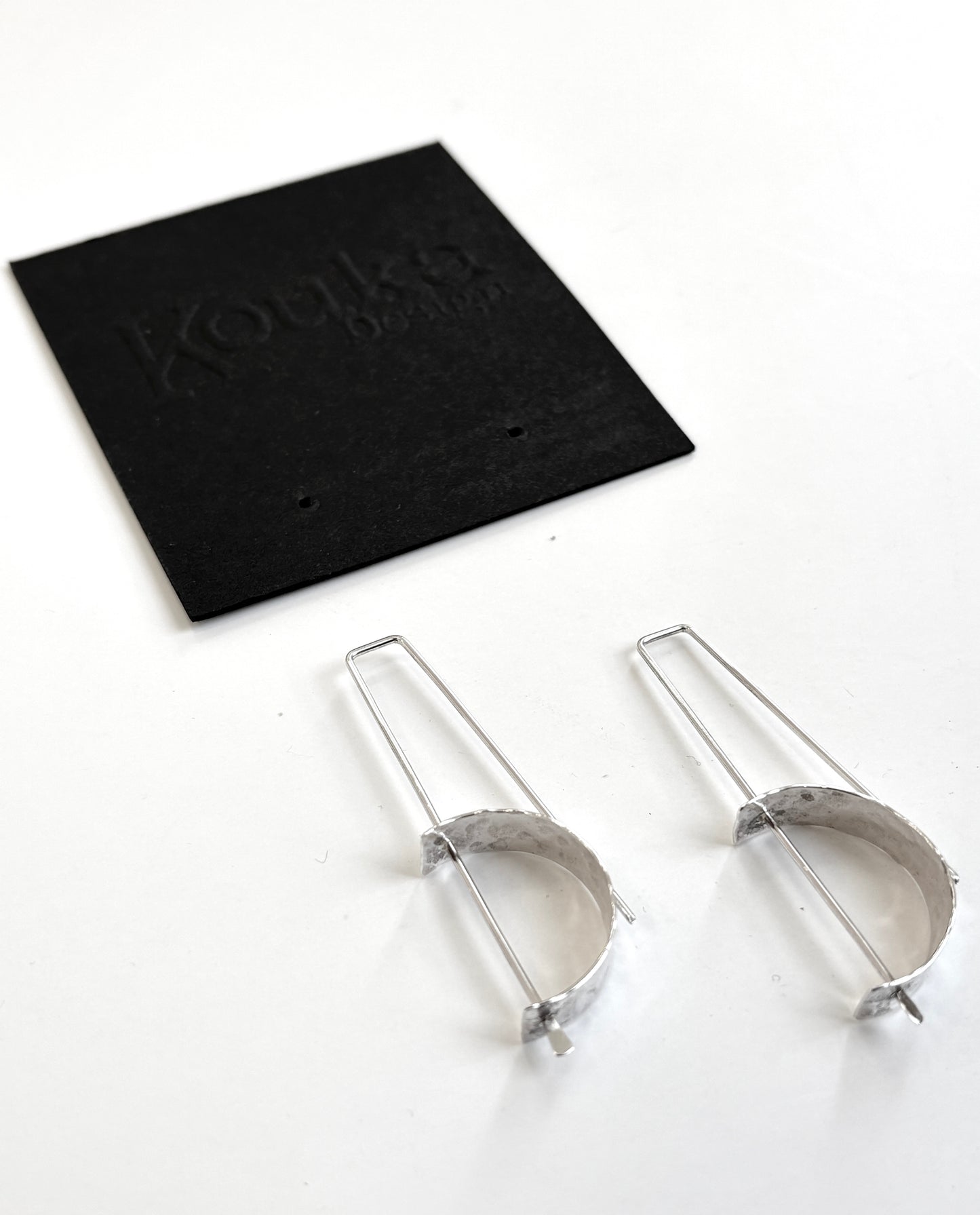 Silver Wide Curve on Long Post Earrings