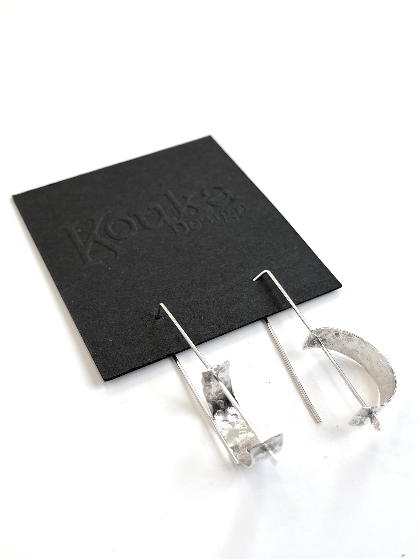 Silver Wide Curve on Long Post Earrings