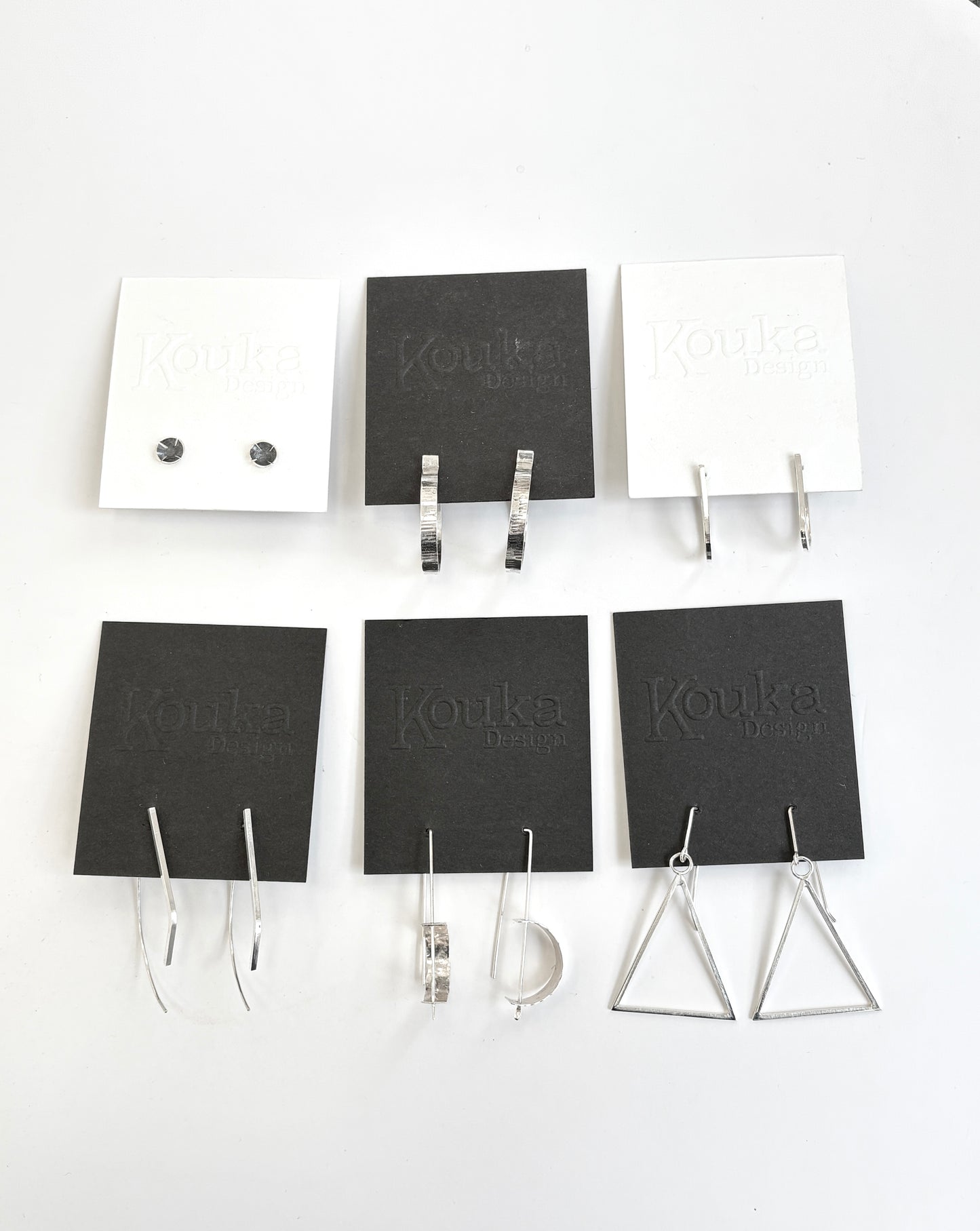 Silver Large Triangle Dangle Earrings