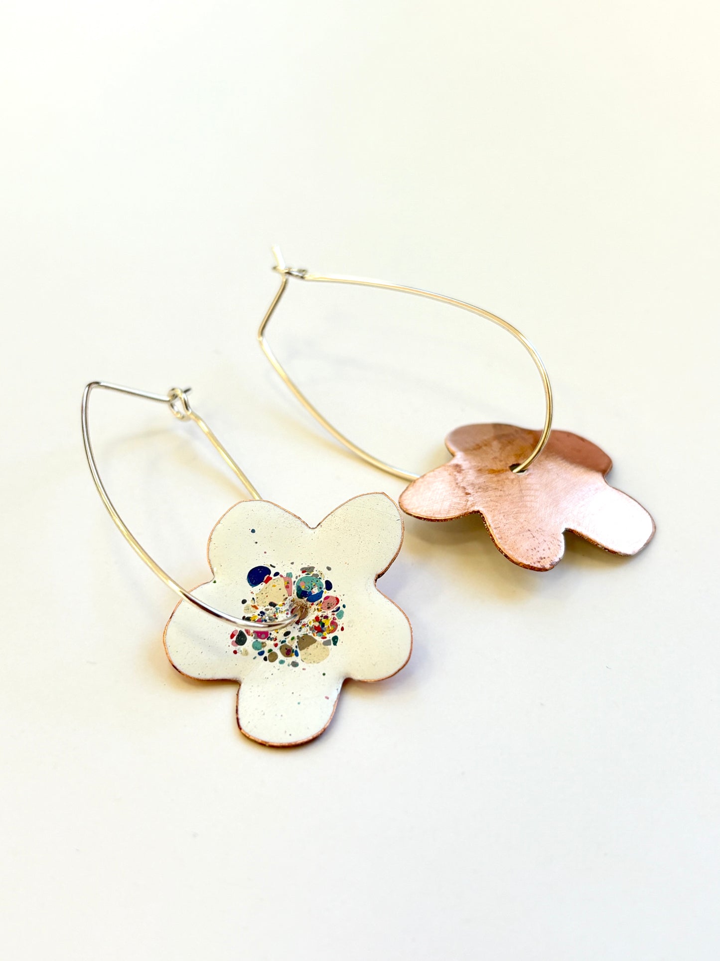 Bonnie Drop Flower Earrings - White Terrazzo