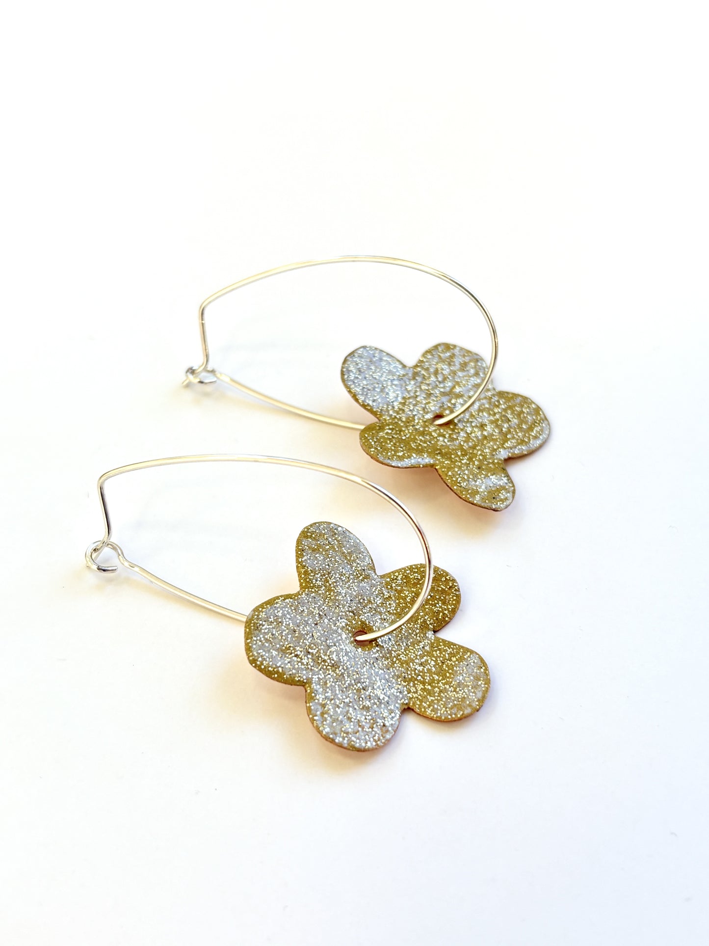 Bonnie Drop Flower Earrings - Gold Glitter