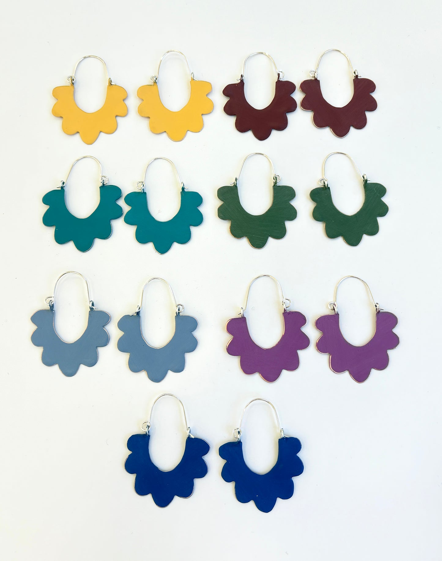 Ruffle Hoop Earrings - Crimson