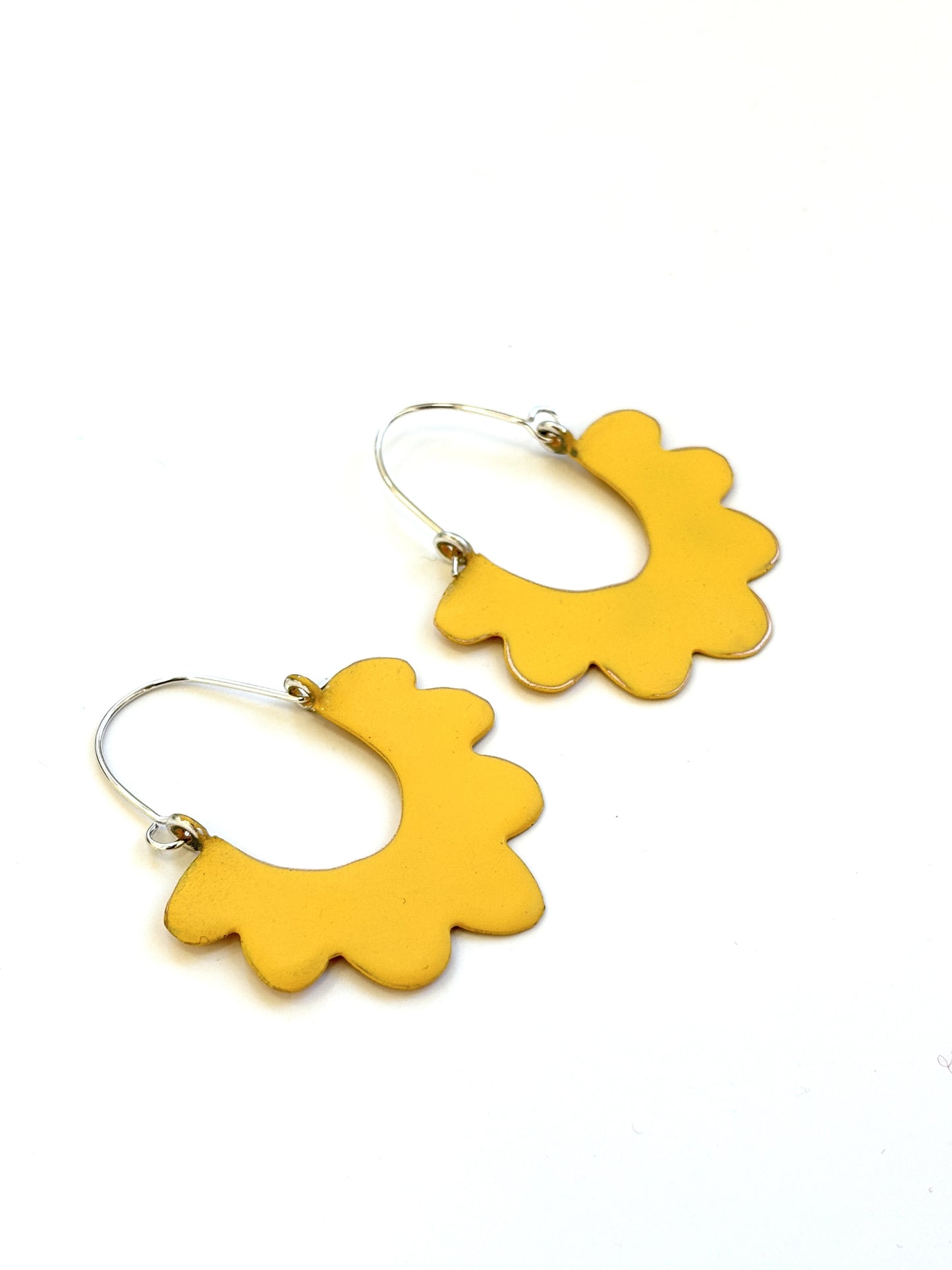 Ruffle Hoop Earrings - Mustard