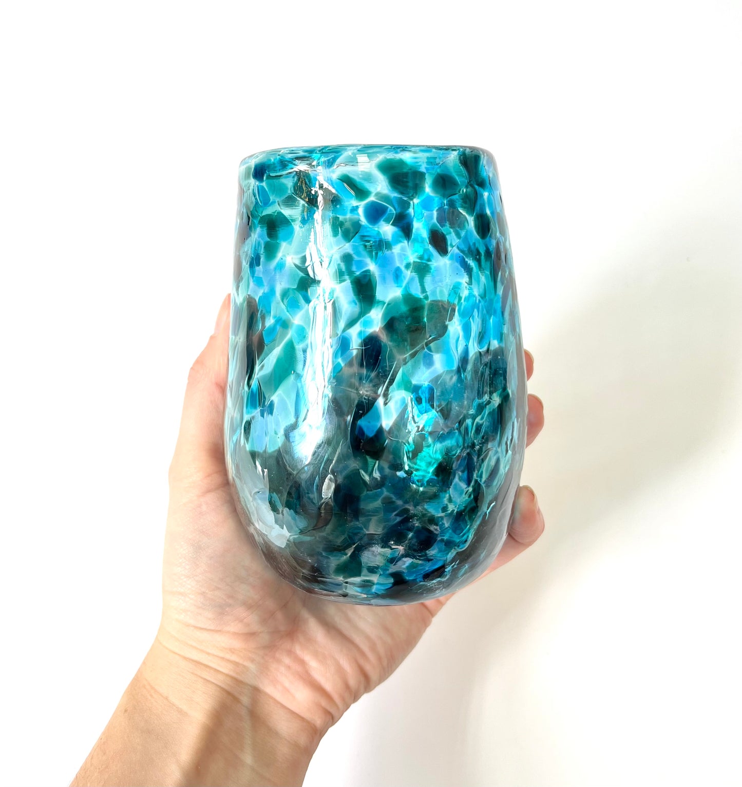 Handblown Glass Tumbler - Ocean Blue