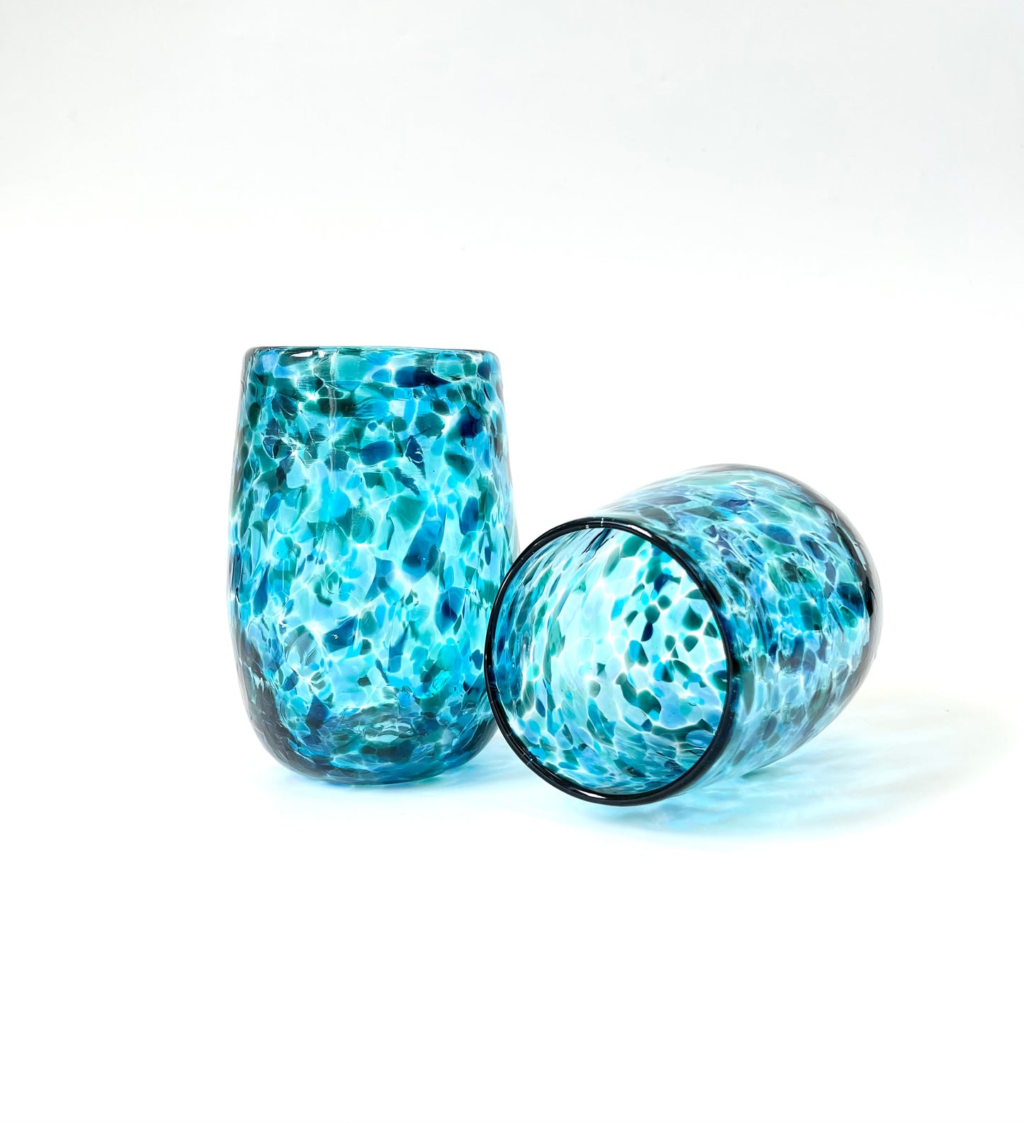 Handblown Glass Tumbler - Ocean Blue