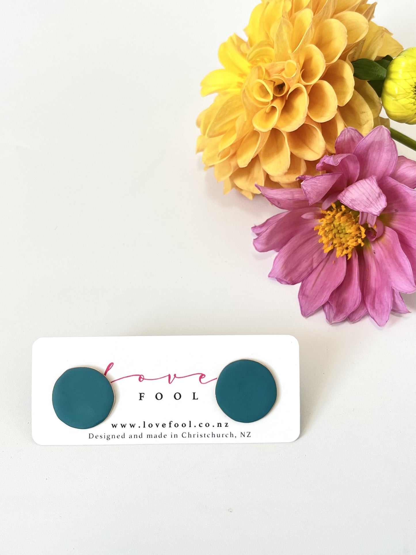 Dot Stud Earrings - Dark Turquoise
