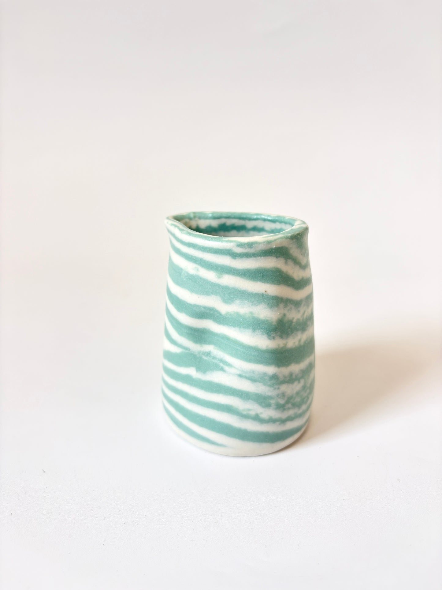 Ceramic Nerikomi Pourer - Small - Turquoise Stripe