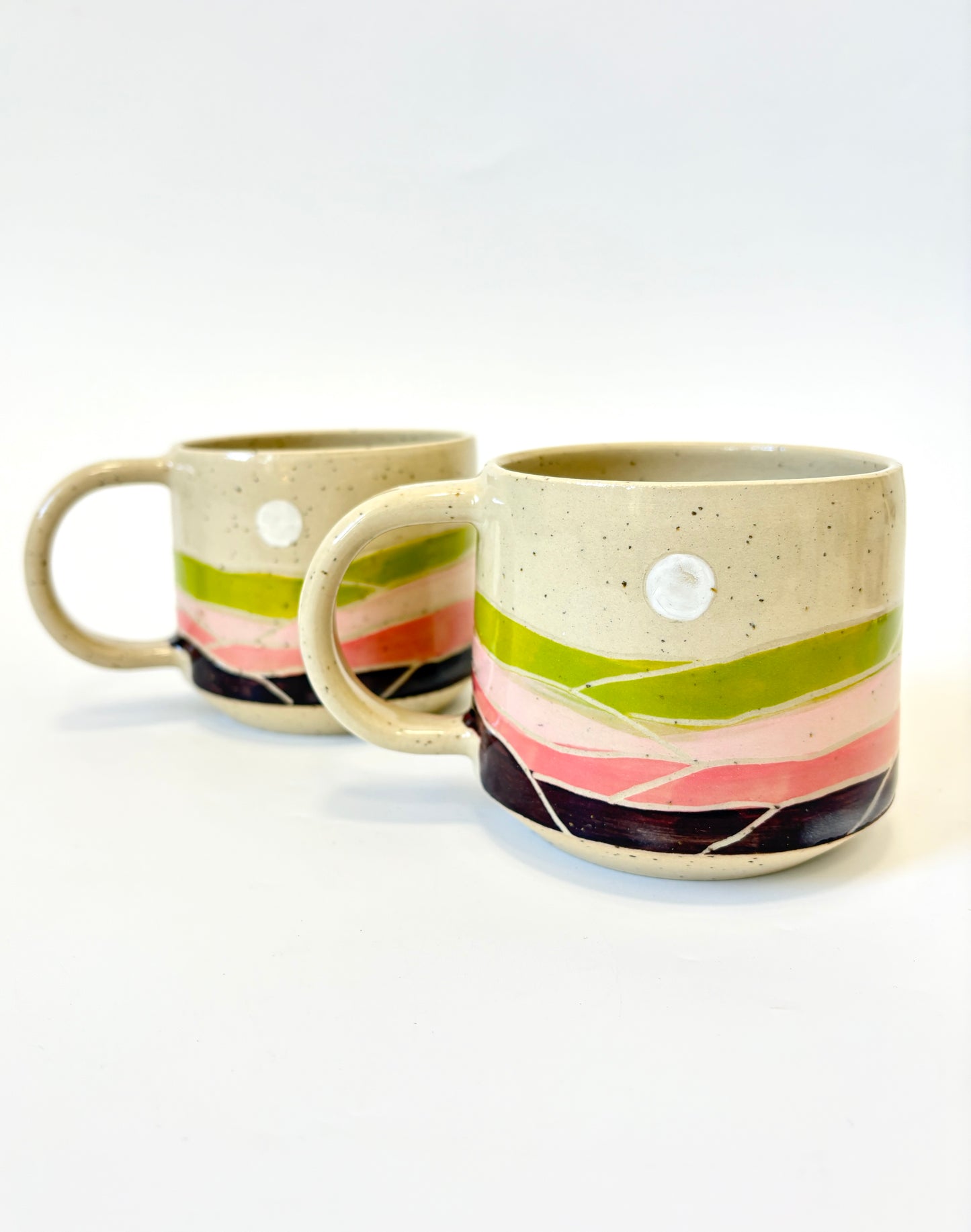Ceramic Landscape Mug - Pink & Green