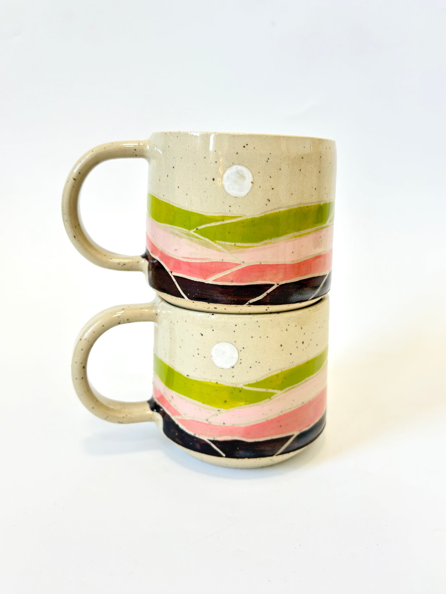 Ceramic Landscape Mug - Pink & Green