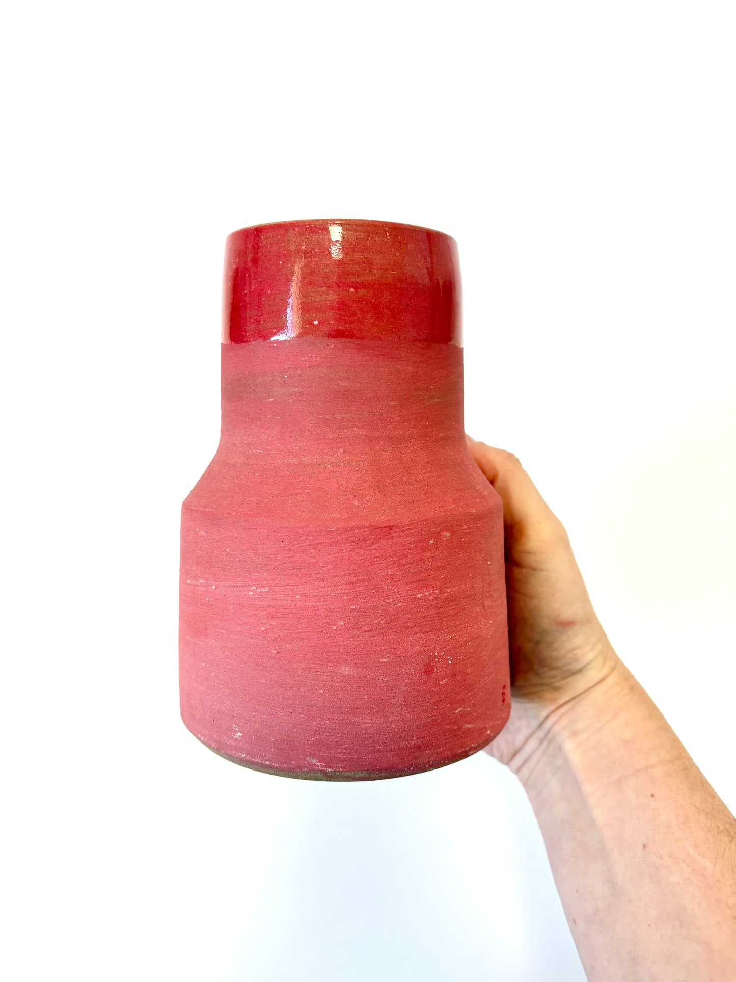 Colour Block Ceramic Vase - Red