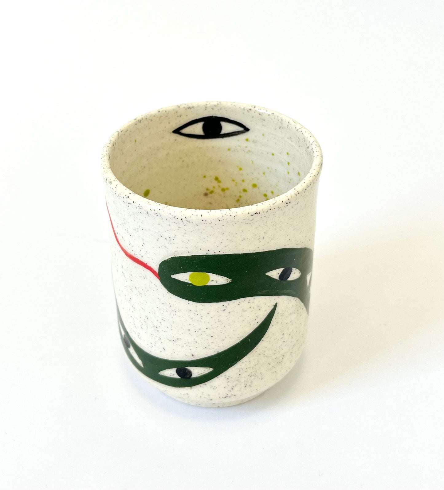 Ceramic Cup by Studio Soph - "Snake Love Eyes" in Green