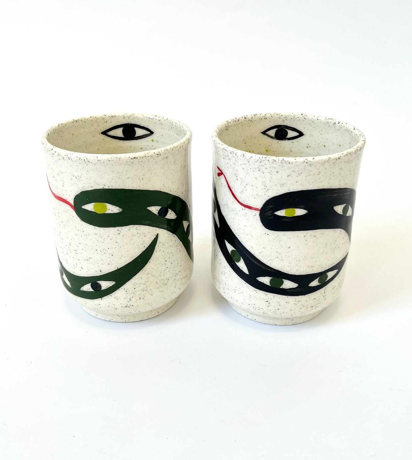 Ceramic Cup by Studio Soph - "Snake Love Eyes" in Green