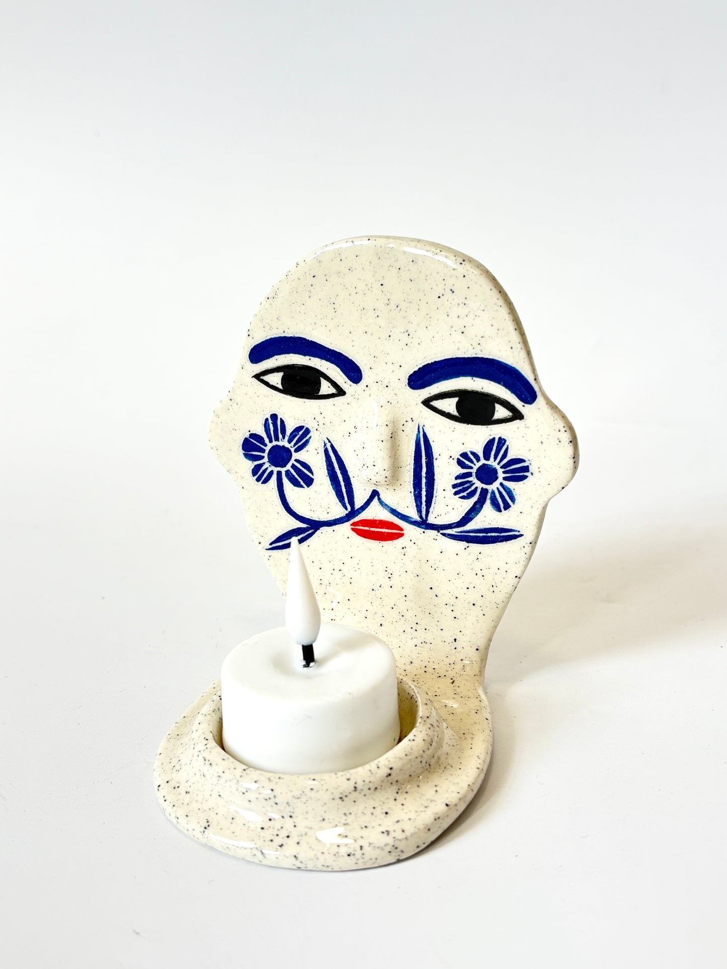 Blue Gentleman Candle Person - Ceramic candle holder by Studio Soph