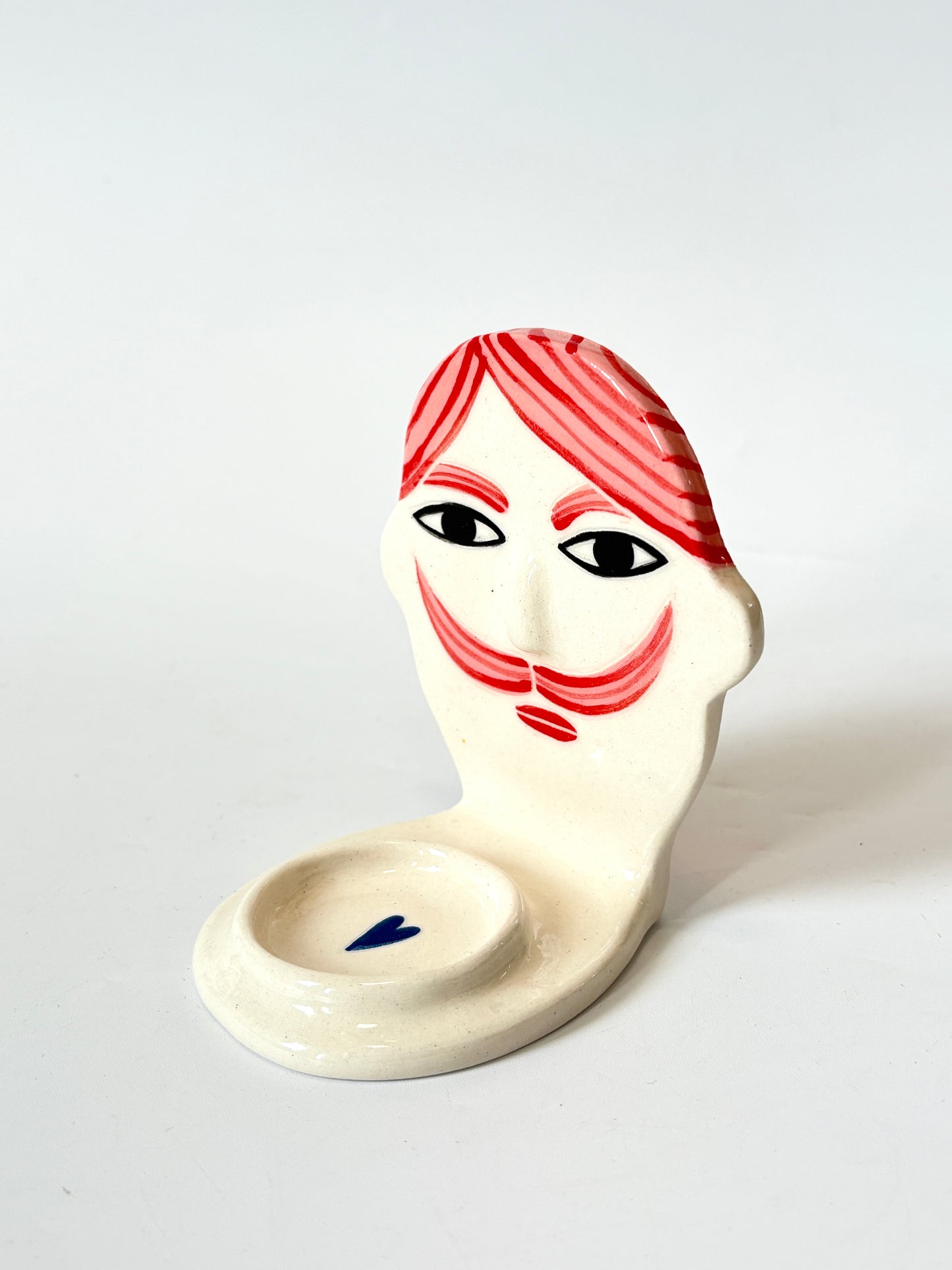 Pink and Red Gentleman Candle Person - Ceramic candle holder by Studio Soph