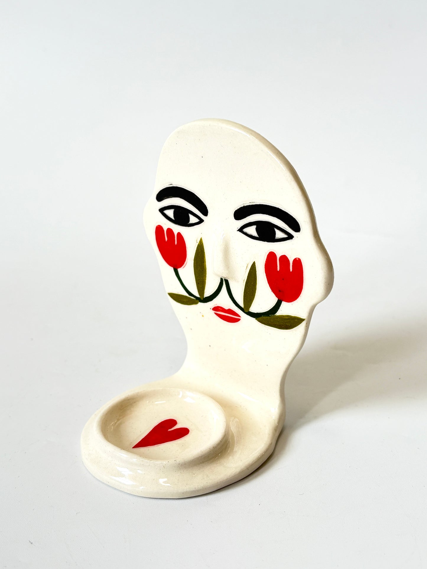 Bald Gentleman Candle Person with Tulip Cheeks - Ceramic candle holder by Studio Soph