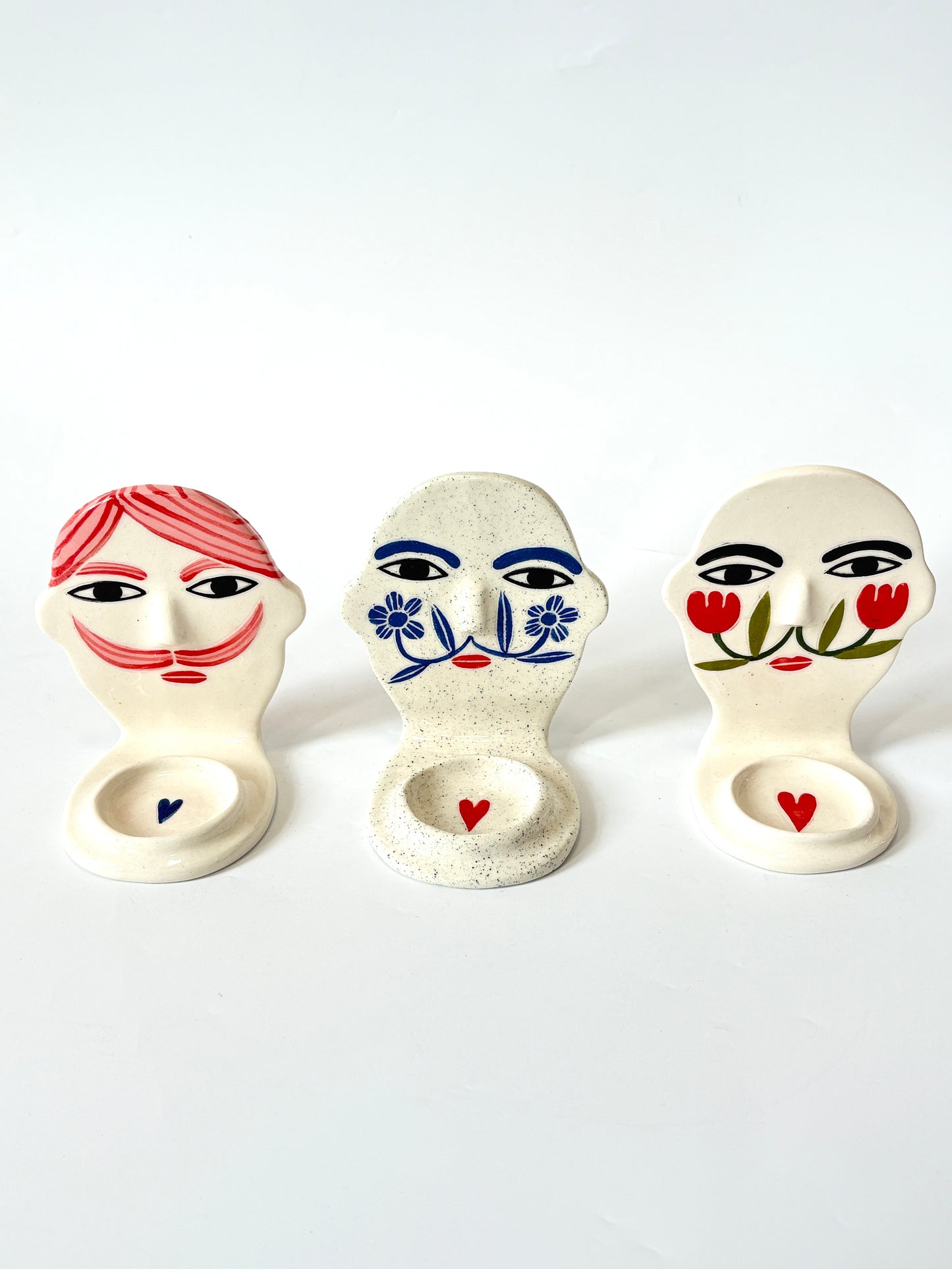 Bald Gentleman Candle Person with Tulip Cheeks - Ceramic candle holder by Studio Soph
