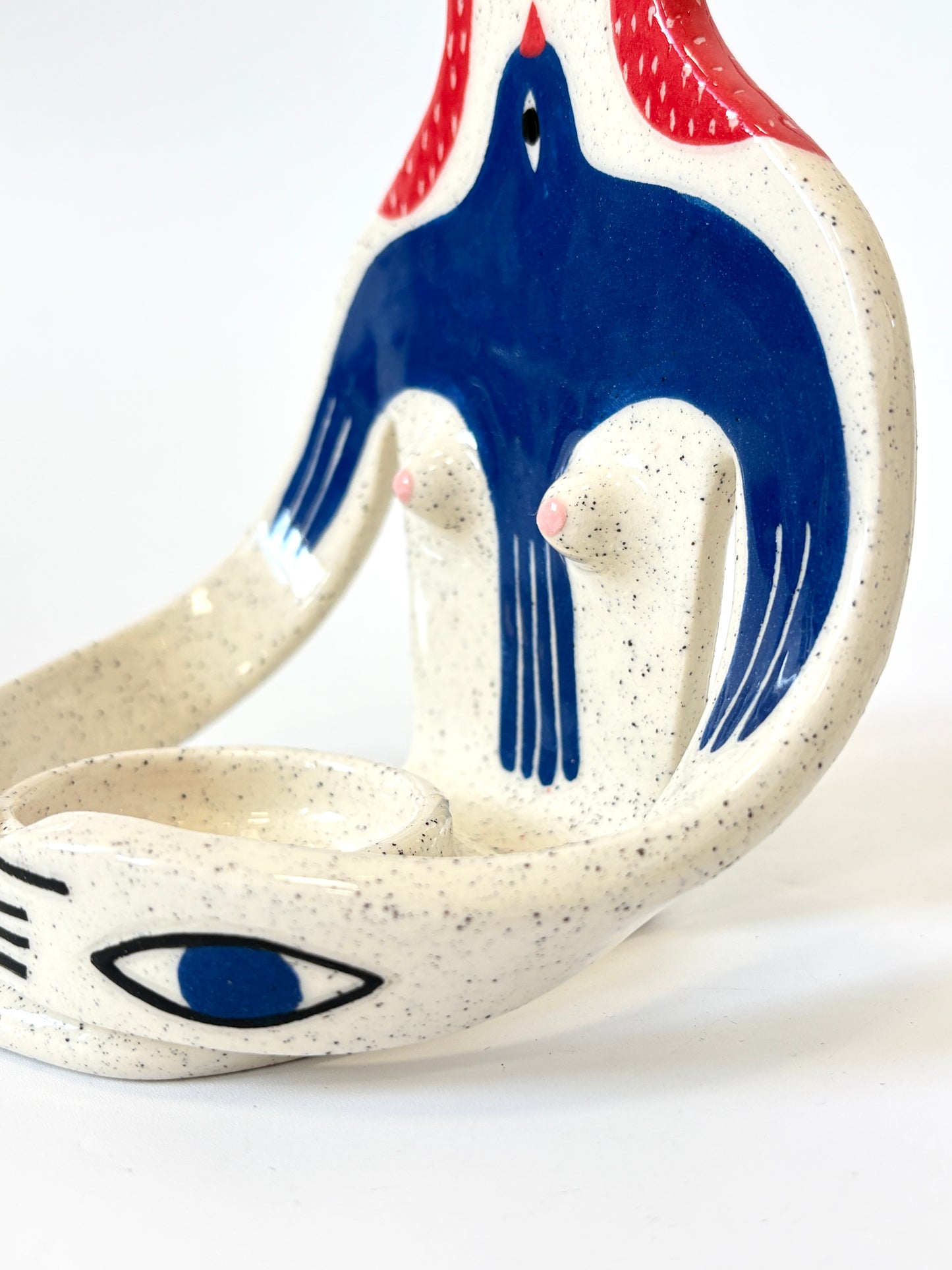 Red Hair Girl with bird Full Body Candle Person - Ceramic candle holder by Studio Soph