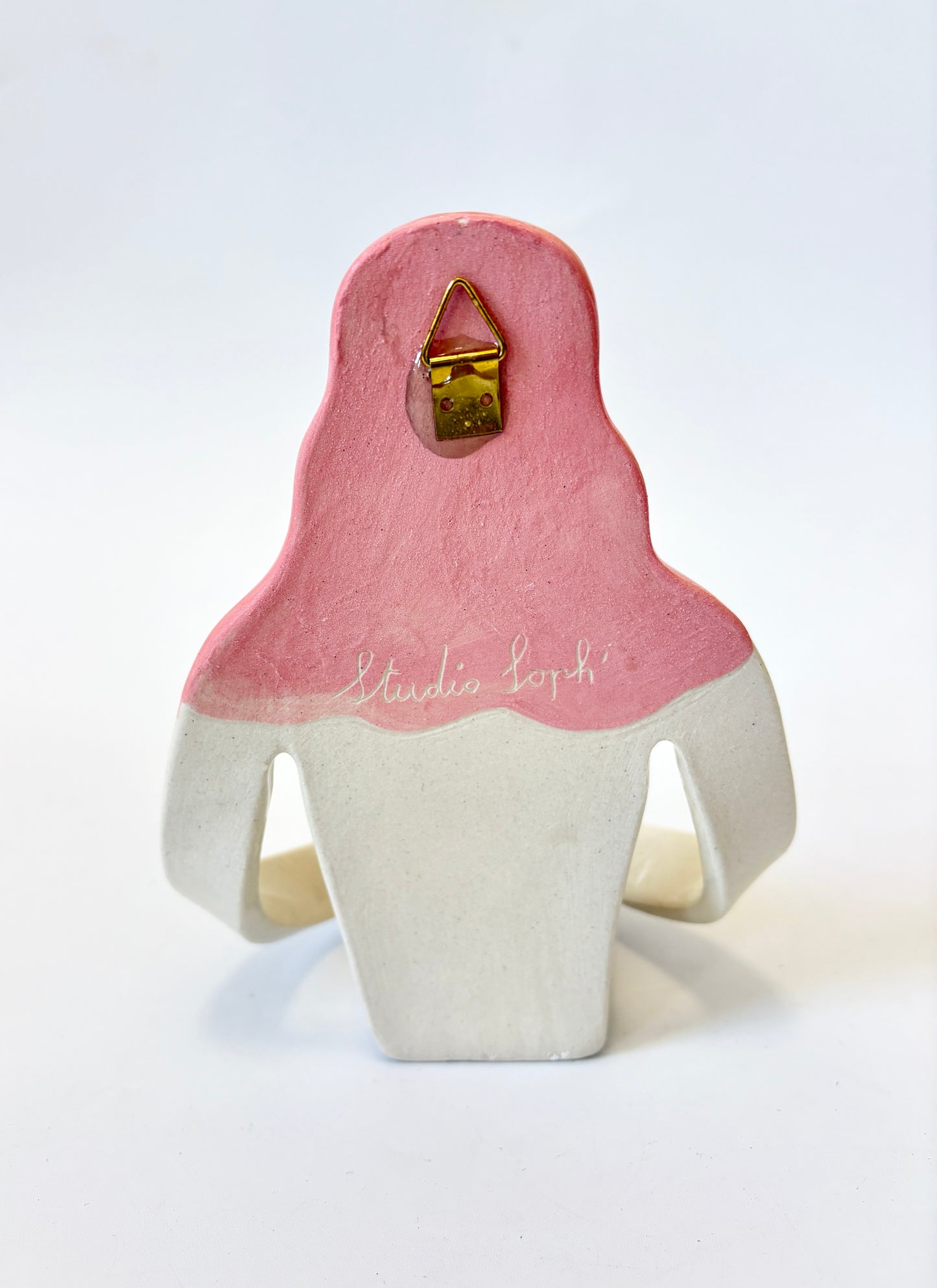 Pink Hair Girl with tulip on white skin - Full Body Candle Person - Ceramic candle holder by Studio Soph