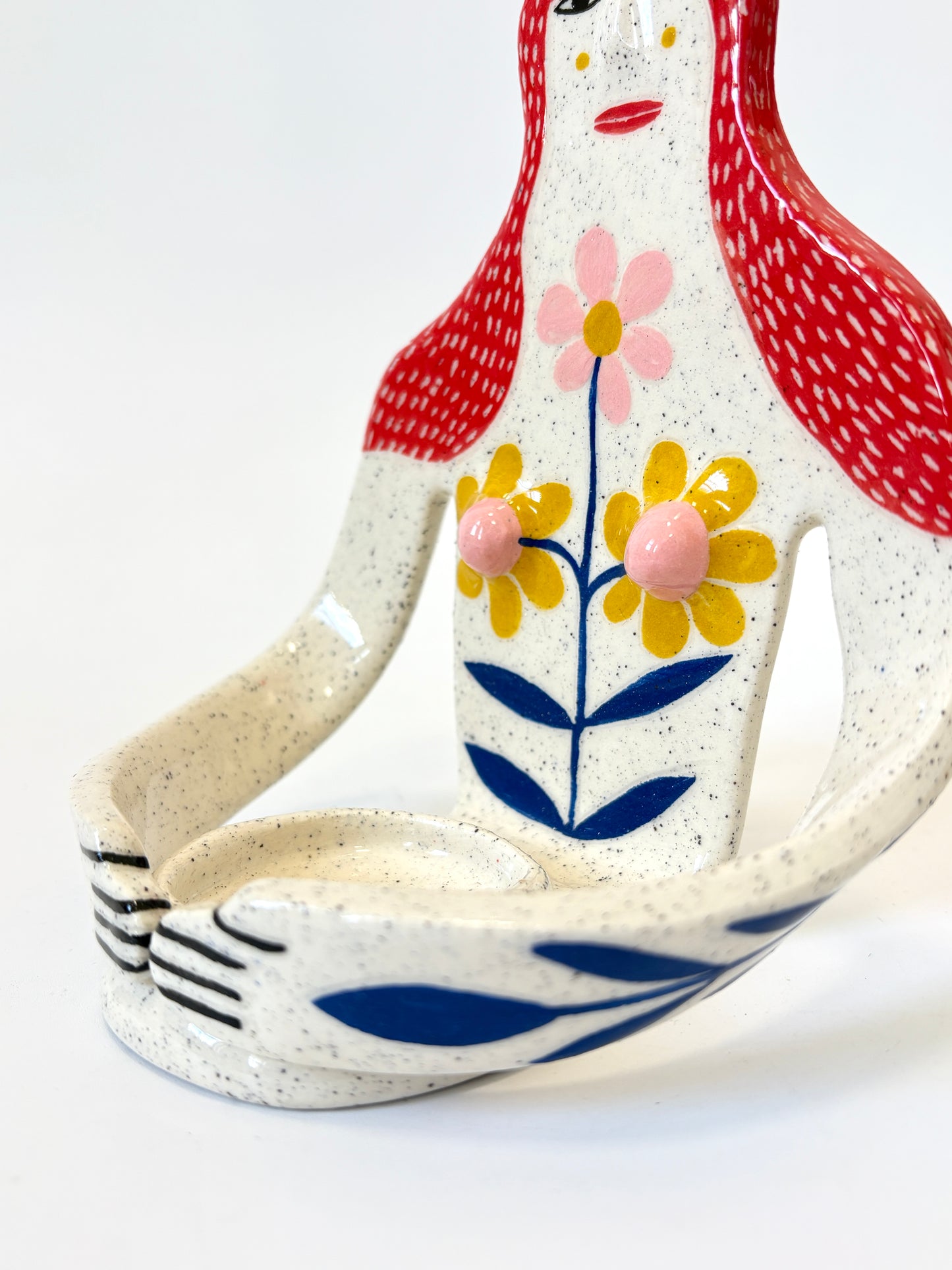 Red Hair Girl with Daisy Boobs Full Body Candle Person - Ceramic candle holder by Studio Soph