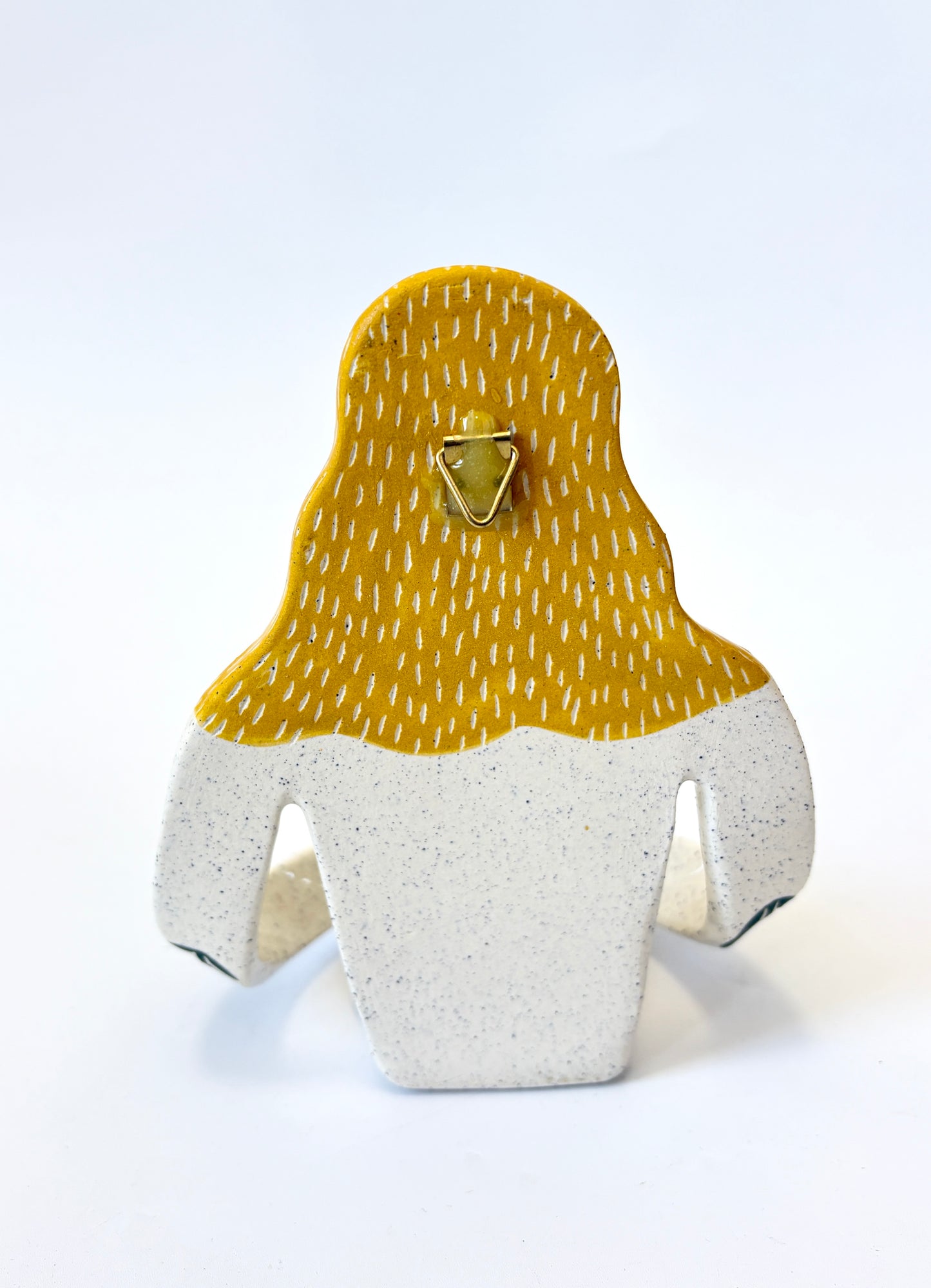 Yellow Hair Girl with tulip on white skin - Full Body Candle Person - Ceramic candle holder by Studio Soph