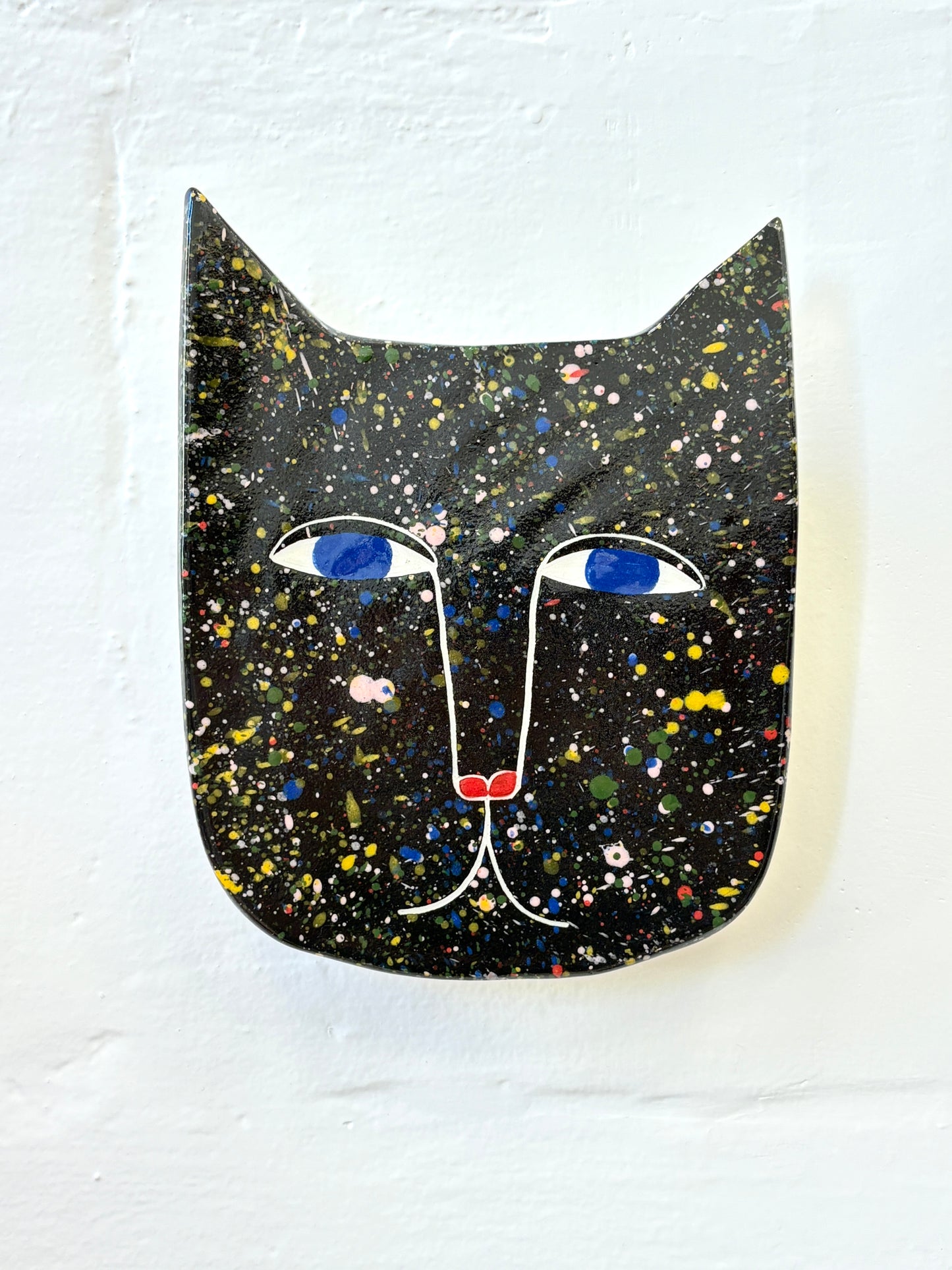 Large ceramic wall vase by studio Soph - Black Cat