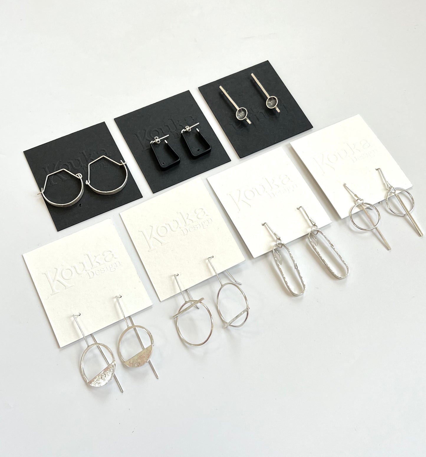 Silver Wide Wrap Oblong Earrings