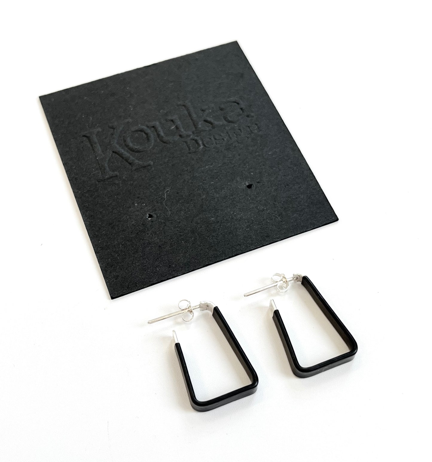 Silver Geo Shape with Rubber Earrings