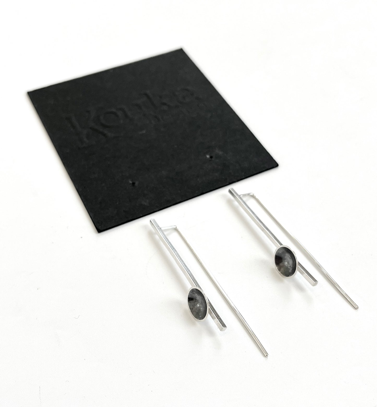 Silver Bar with Oxidised Cup Earrings