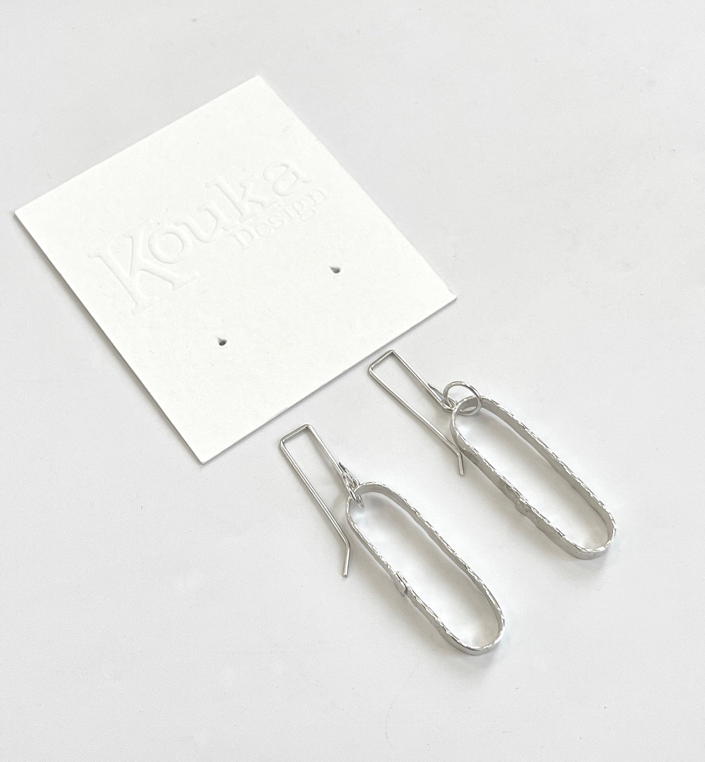 Silver Wide Wrap Oblong Earrings