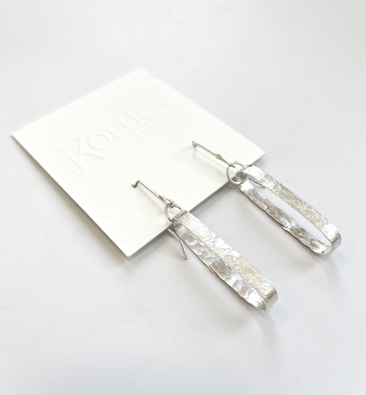 Silver Wide Wrap Oblong Earrings