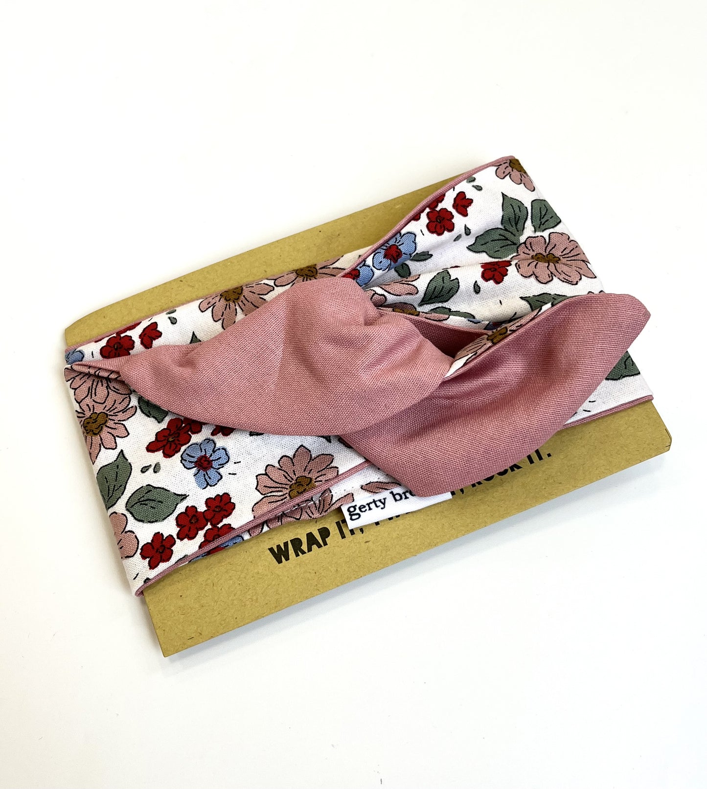 Girlband - Soft Florals on White / Dusky Pink