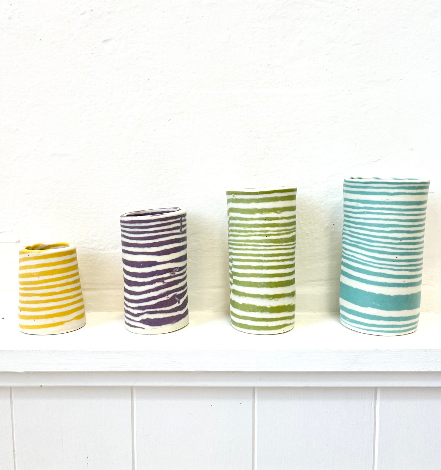 Ceramic Nerikomi Vase - Tiny Pink stripe